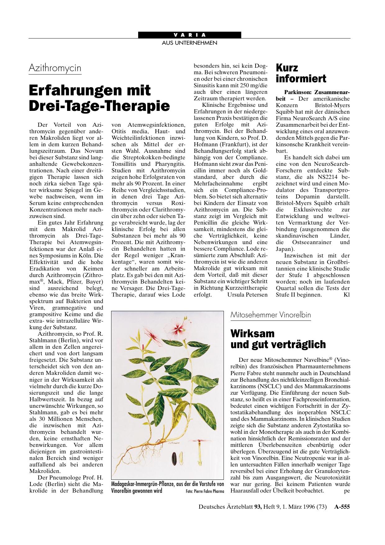 Vorschauseite 1: Mitosehemmer Vinorelbin: Wirksam und gut verträglich
