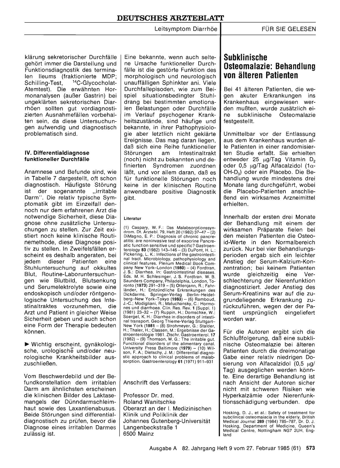 Vorschauseite 1: Subklinische Osteomalazie: Behandlung von älteren Patienten