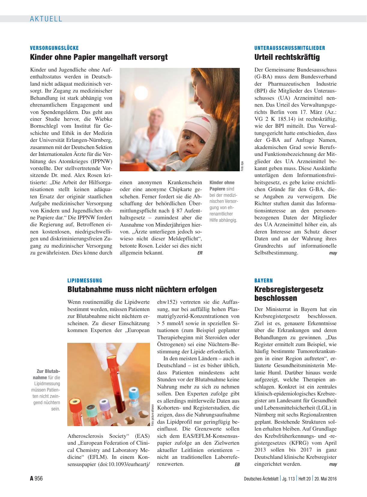 Vorschauseite 1: Bayern: Krebsregistergesetz beschlossen