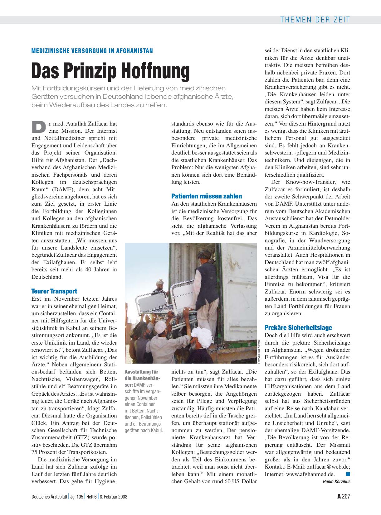 Vorschauseite 1: Medizinische Versorgung in Afghanistan: Das Prinzip Hoffnung