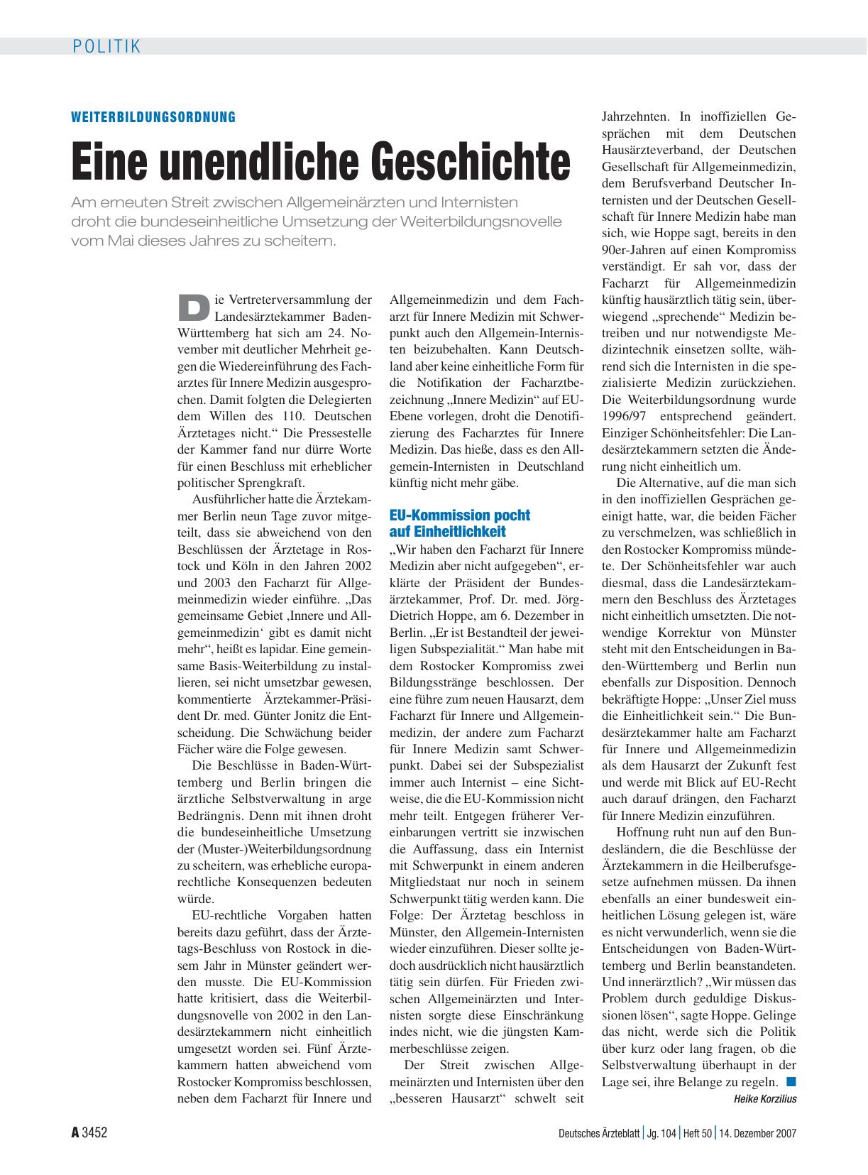 Vorschauseite 1: Weiterbildungsordnung: Eine unendliche Geschichte