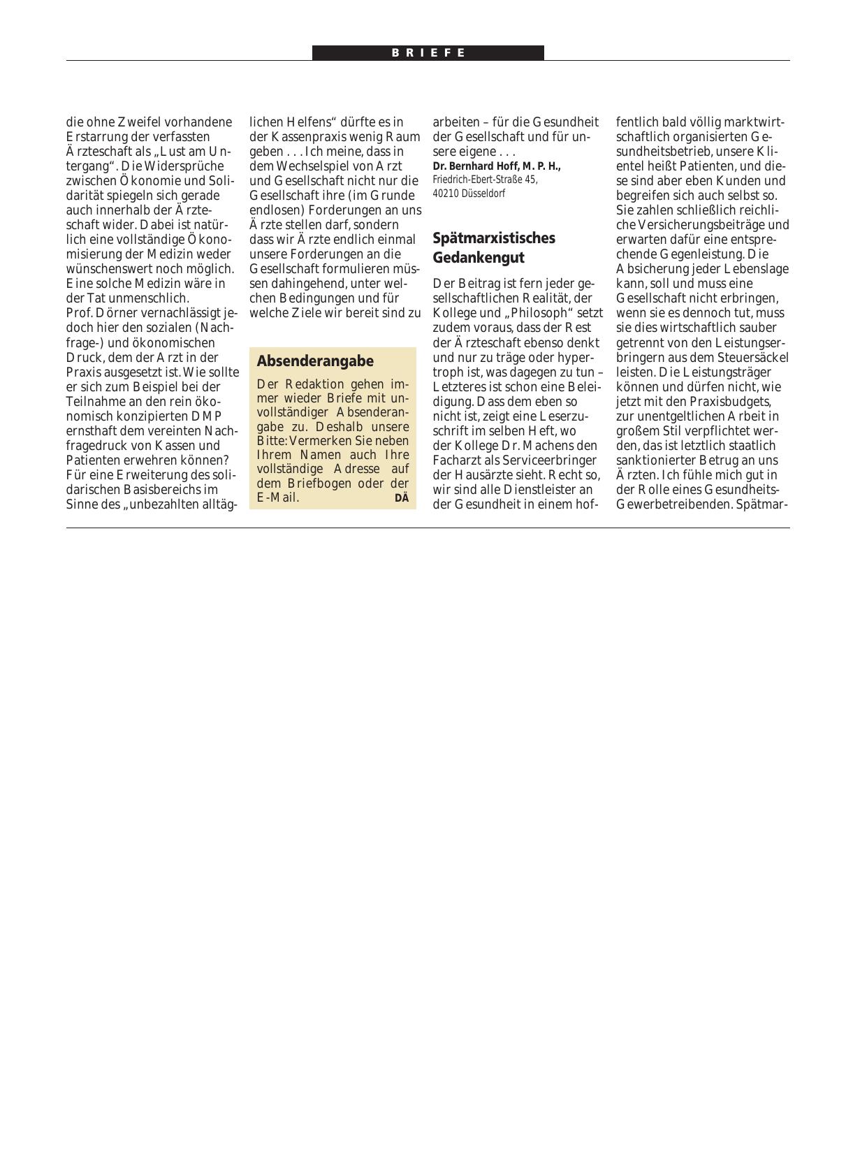 Vorschauseite 1: Selbstverständnis: Spätmarxistisches Gedankengut