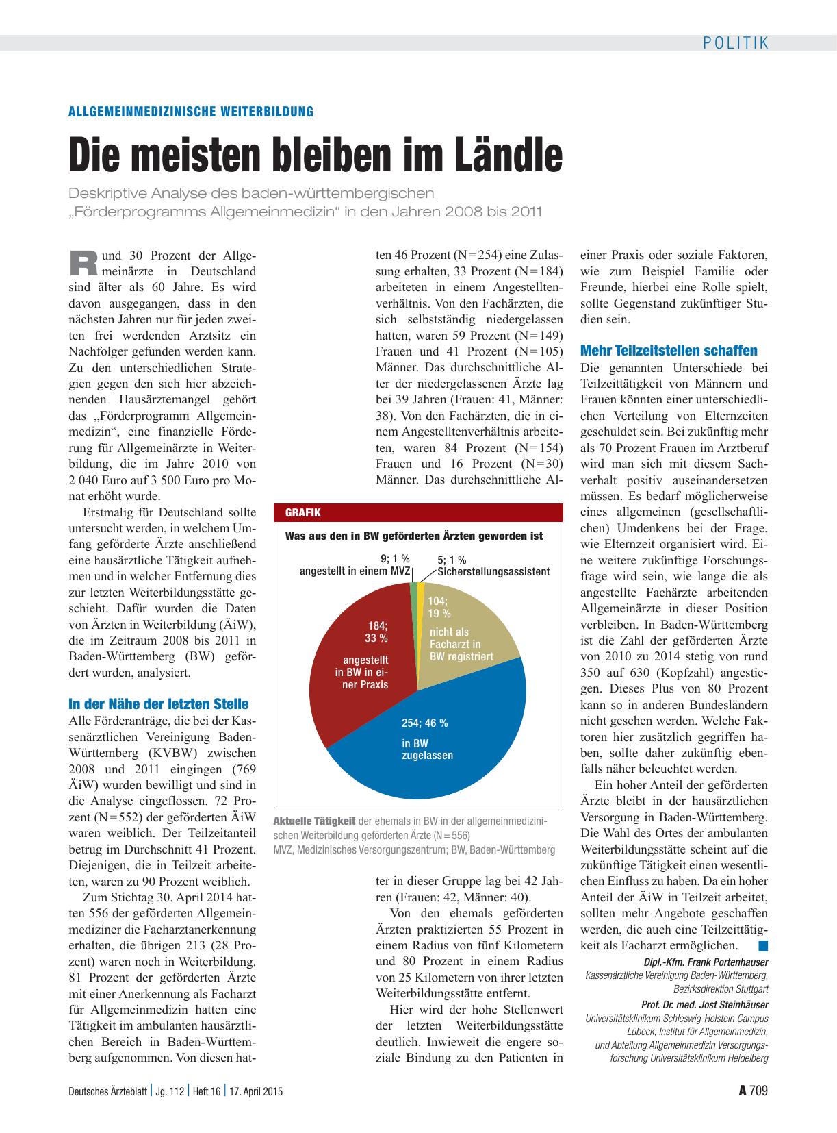 Vorschauseite 1: Allgemeinmedizinische Weiterbildung: Die meisten bleiben im Ländle