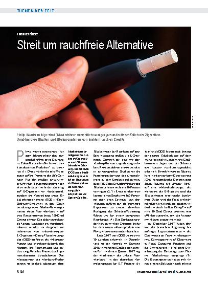 Vorschauseite 1: Tabakerhitzer: Streit um rauchfreie Alternative