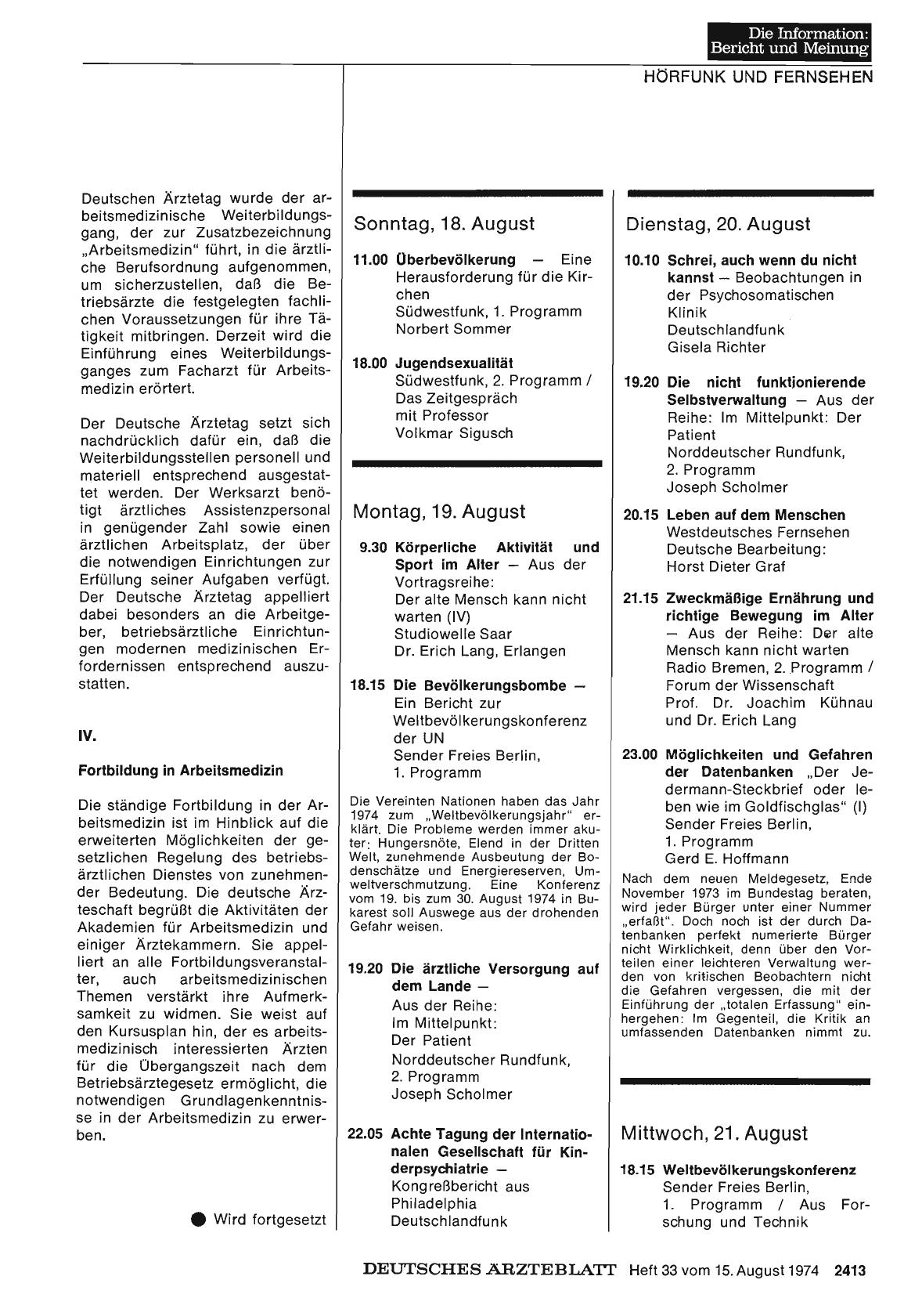 Vorschauseite 1: Hörfunk und Fernsehen