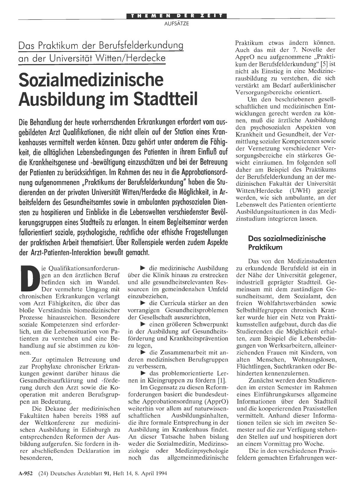 Vorschauseite 1: Sozialmedizinische Ausbildung im Stadtteil