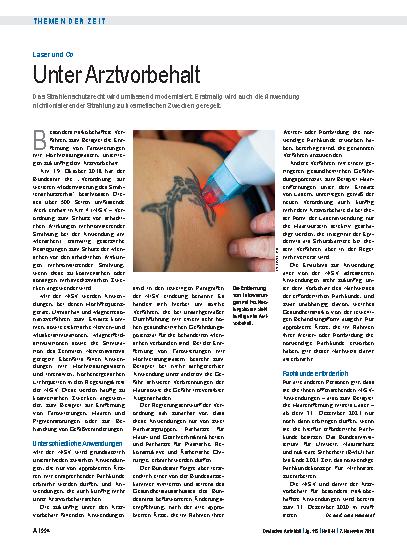 Vorschauseite 1: Laser und Co: Unter Arztvorbehalt