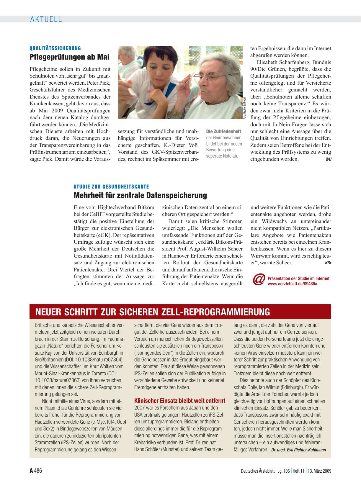 Vorschauseite 1: Studie zur Gesundheitskarte: Mehrheit für zentrale Datenspeicherung