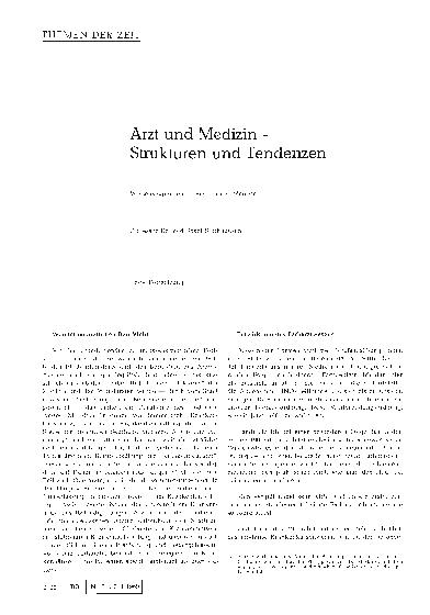 Vorschauseite 1: Arzt und Medizin - Strukturen und Tendenzen
