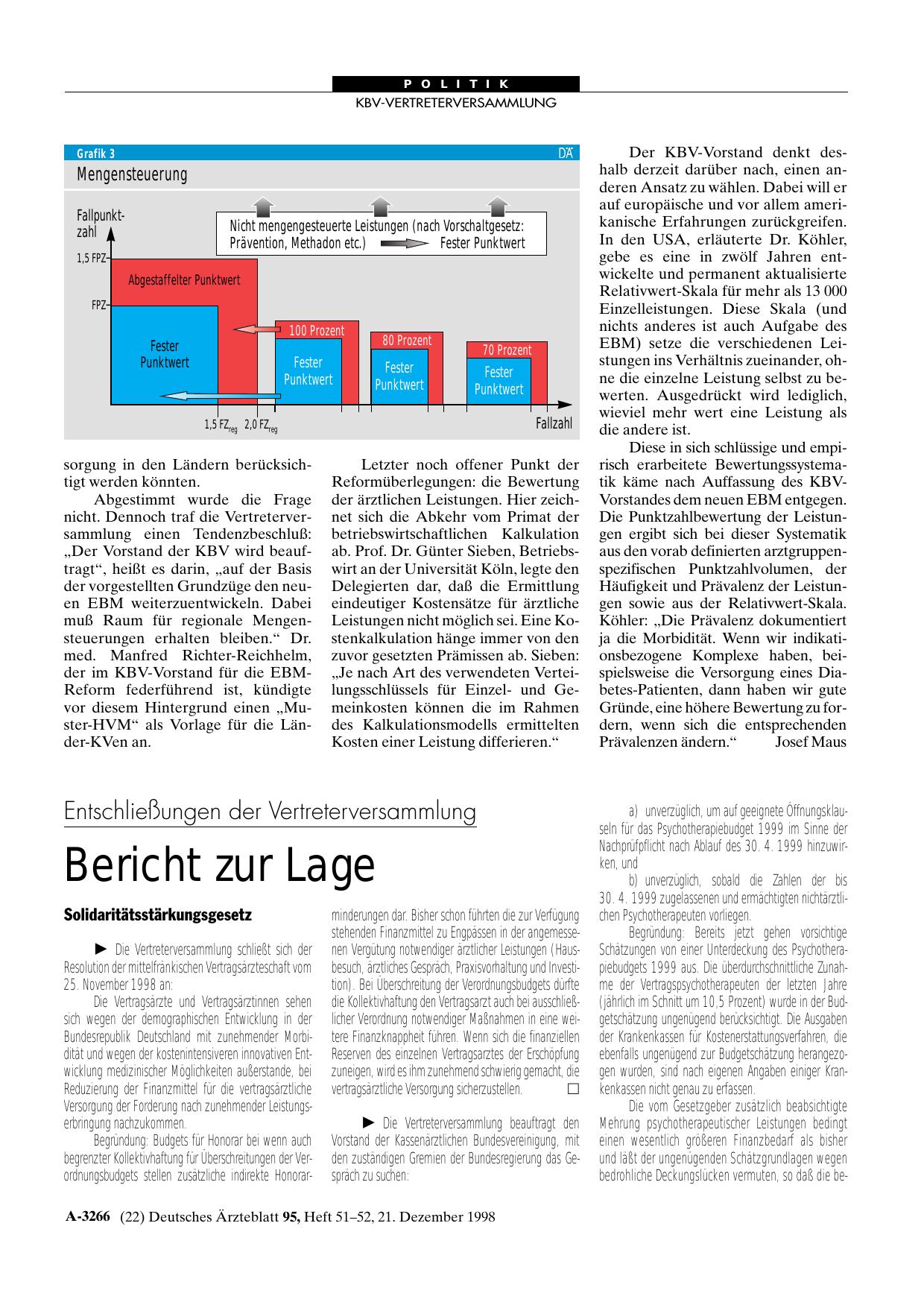 Vorschauseite 1: Entschließungen der Vertreterversammlung – Bericht zur Lage: Solidaritätsstärkungsgesetz