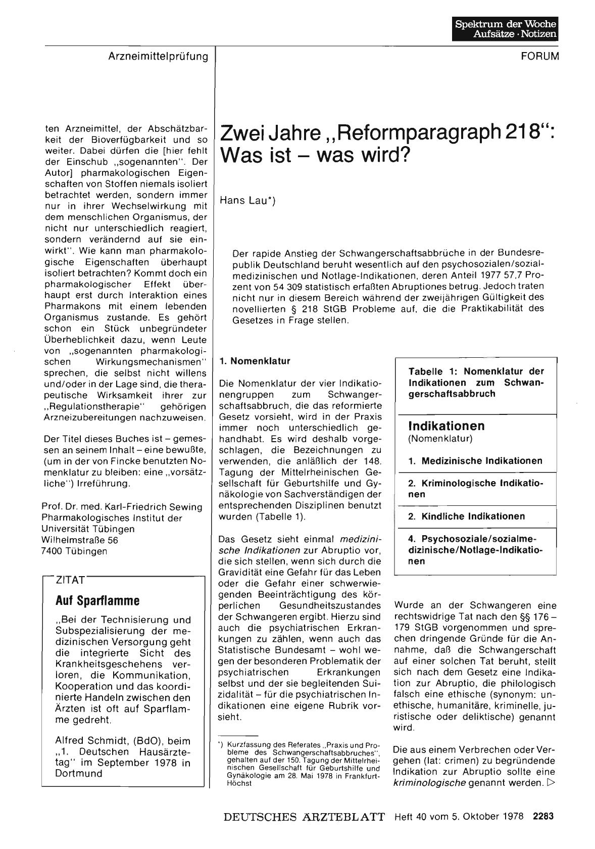 Vorschauseite 1: Zwei Jahre „Reformparagraph 218“: Was ist - was wird?