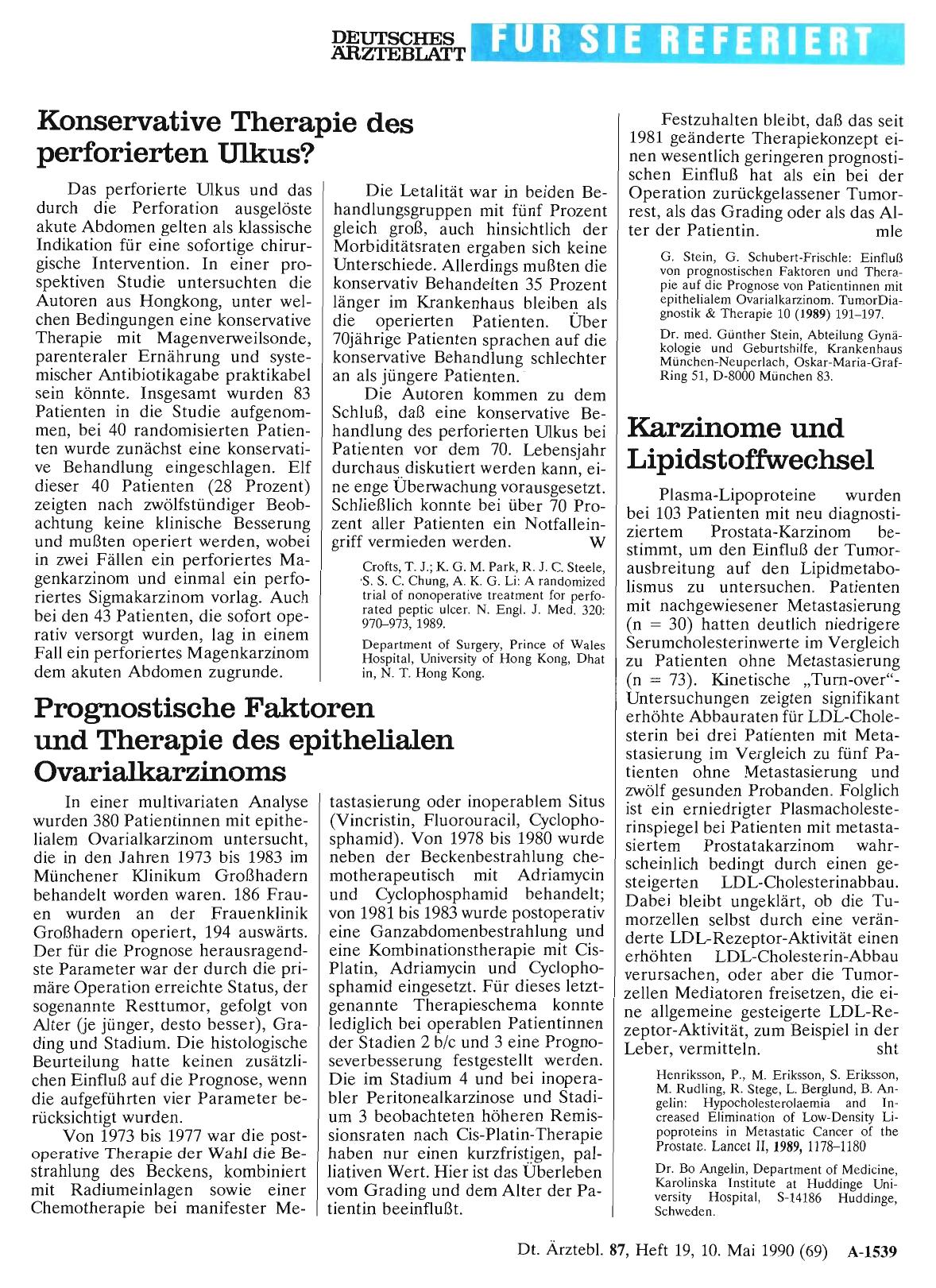 Vorschauseite 1: Konservative Therapie des perforierten Ulkus?