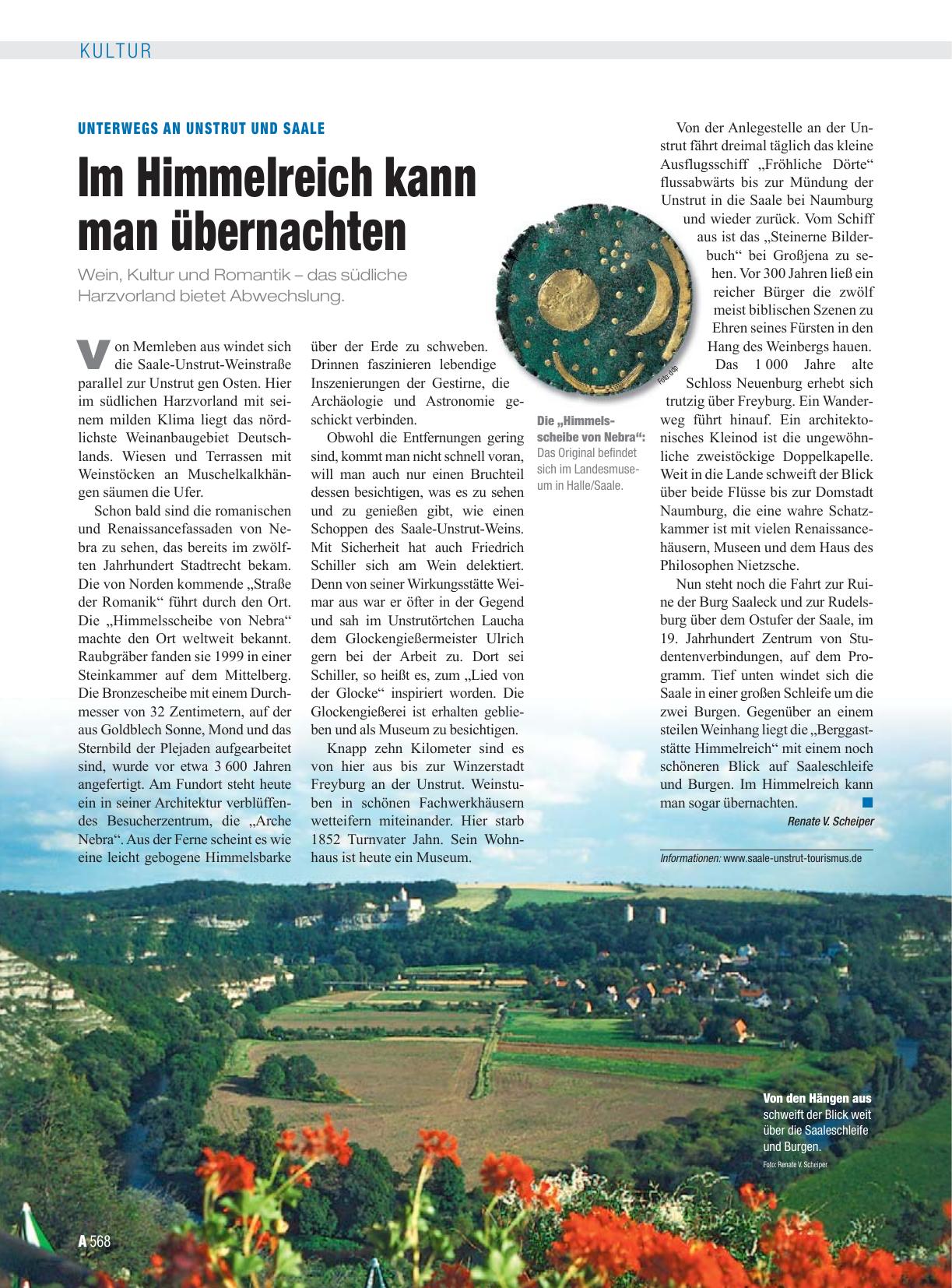 Vorschauseite 1: Unterwegs an Unstrut und Saale: Im Himmelreich kann man übernachten