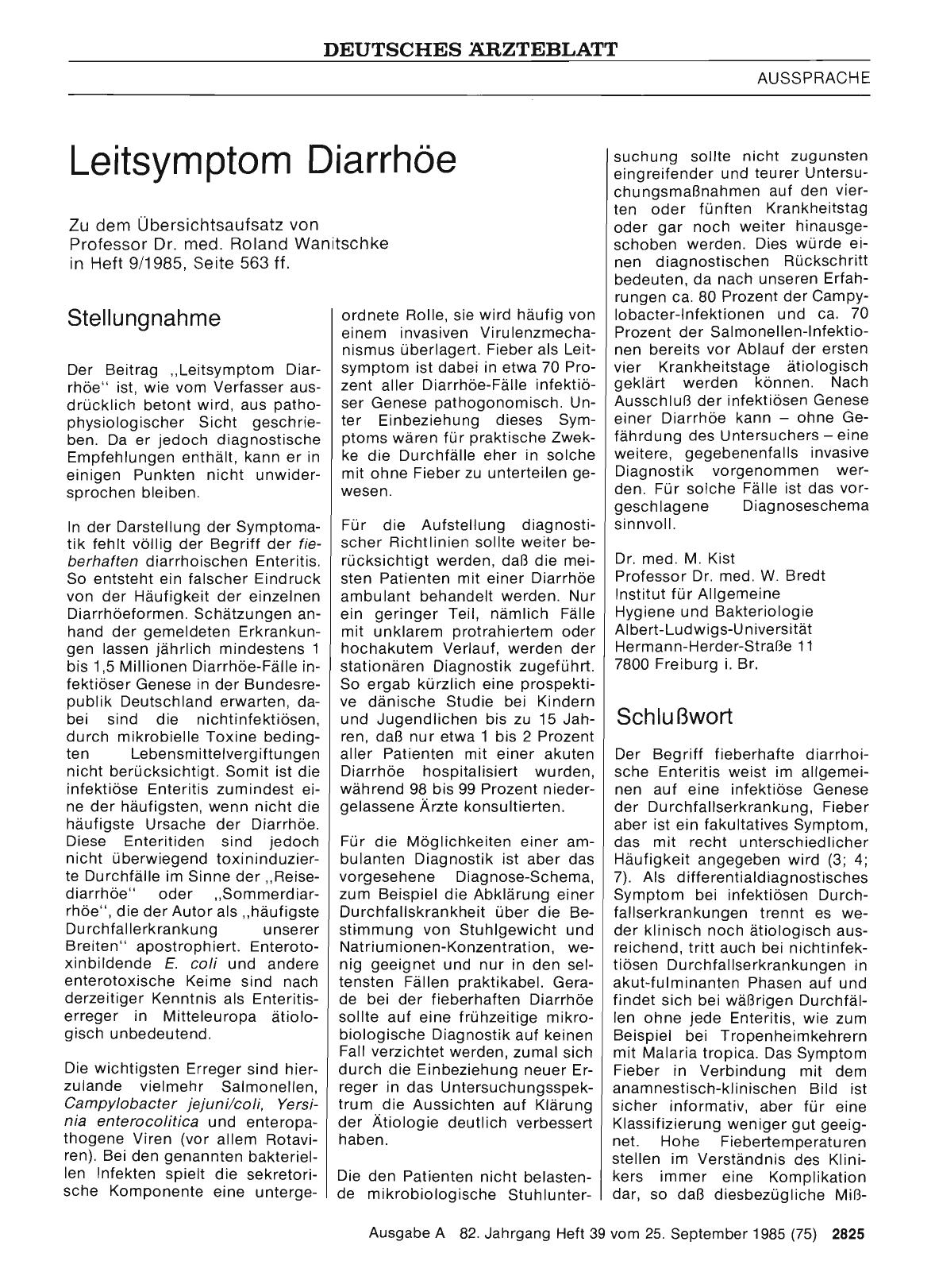 Vorschauseite 1: Leitsymptom Diarrhöe: Stellungnahme