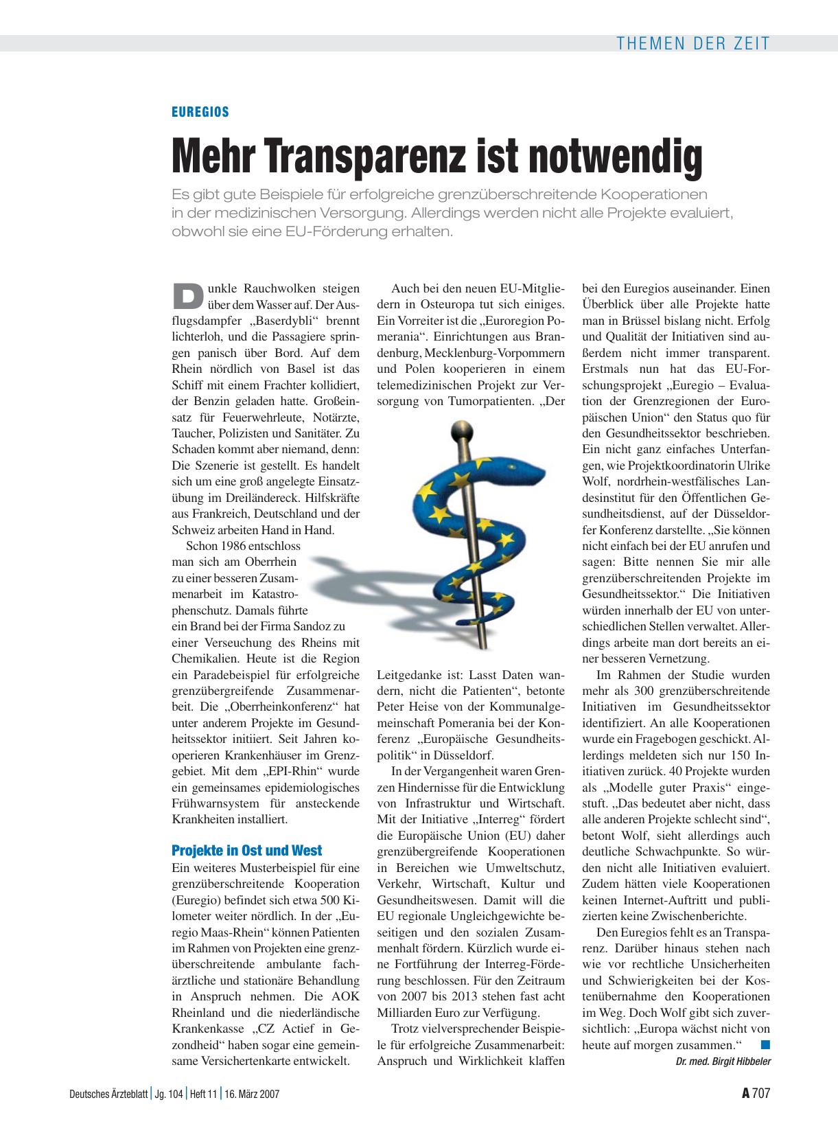 Vorschauseite 1: Euregios: Mehr Transparenz ist notwendig