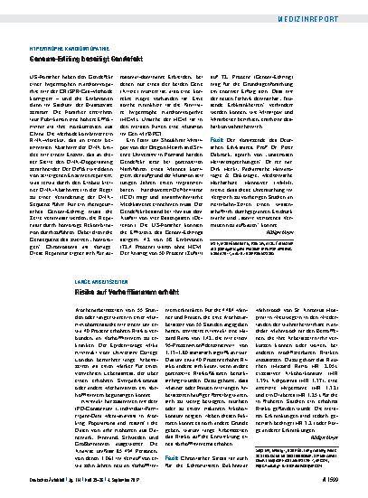 Vorschauseite 1: Hypertrophe Kardiomyopathie: Genome-Editing beseitigt Gendefekt