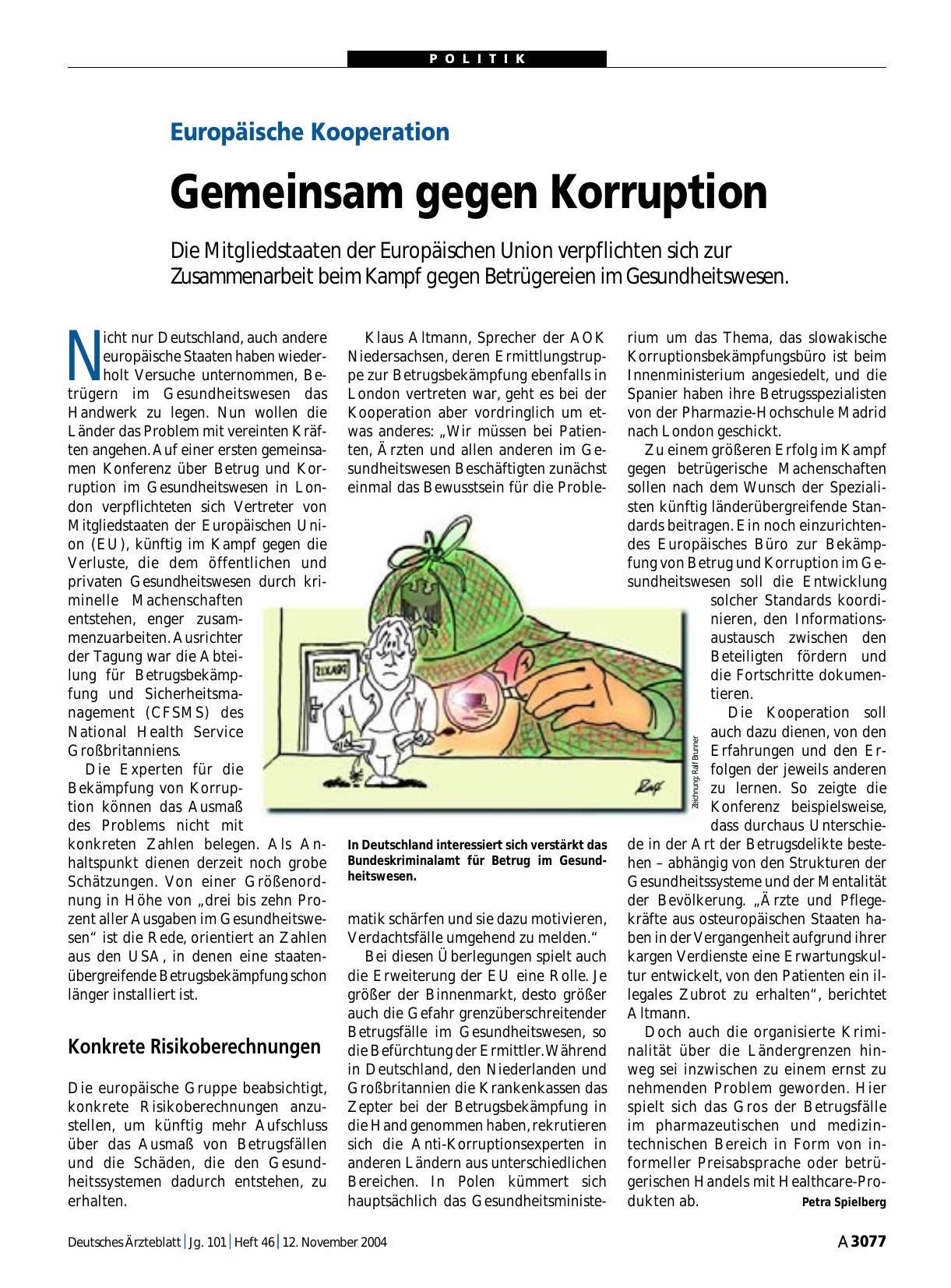 Vorschauseite 1: Europäische Kooperation: Gemeinsam gegen Korruption