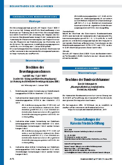 Vorschauseite 1: Beschluss der Bundesärztekammer über die Stellungnahme „Wissenschaftlichkeit als konstitutionelles Element des Arztberufes“