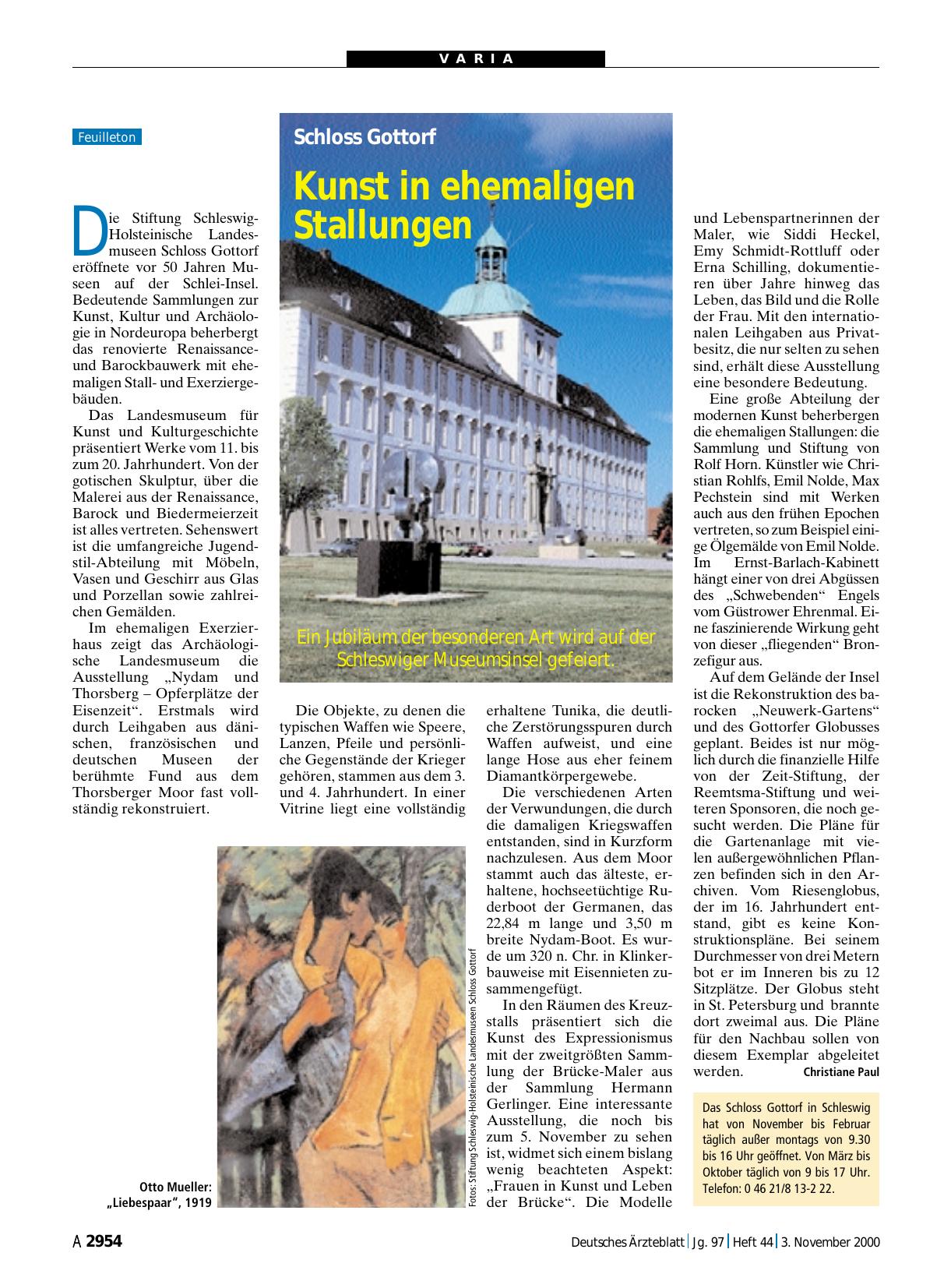 Vorschauseite 1: Schloss Gottorf: Kunst in ehemaligen Stallungen