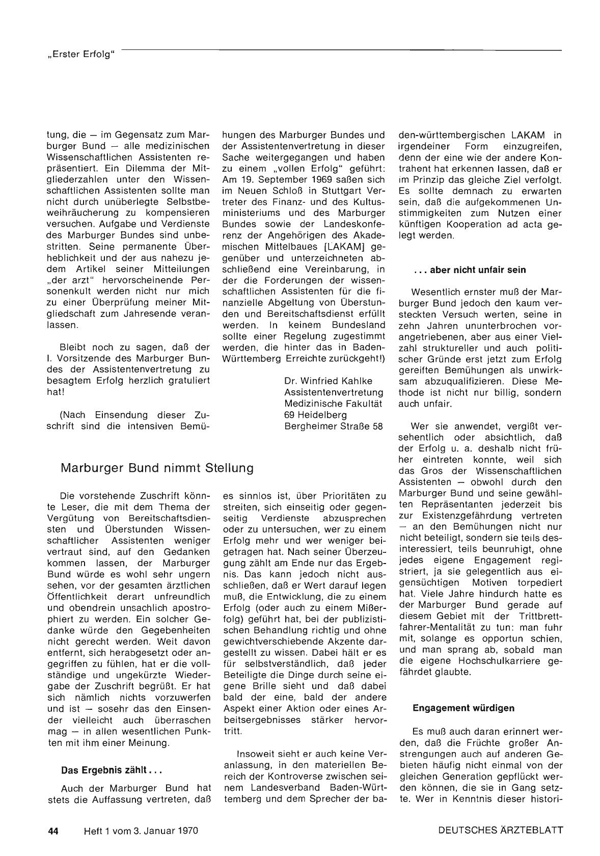 Vorschauseite 1: Marburger Bund nimmt Stellung
