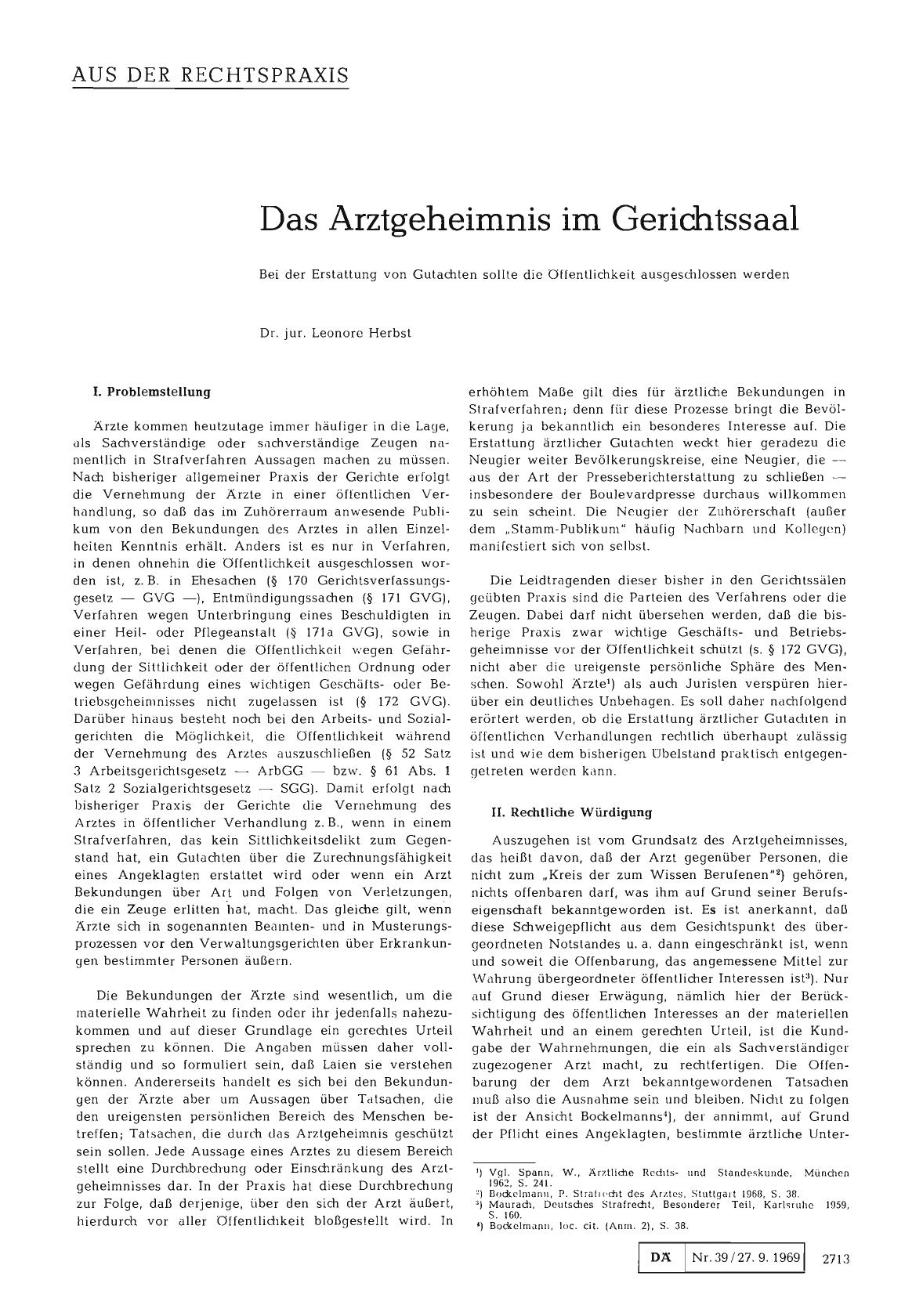 Vorschauseite 1: Das Arztgeheimnis im Gerichtssaal