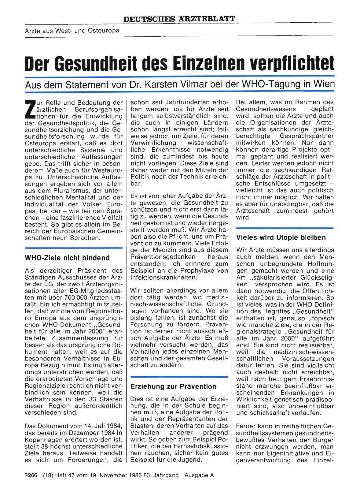 Vorschauseite 1: Der Gesundheit des Einzelnen verpflichtet