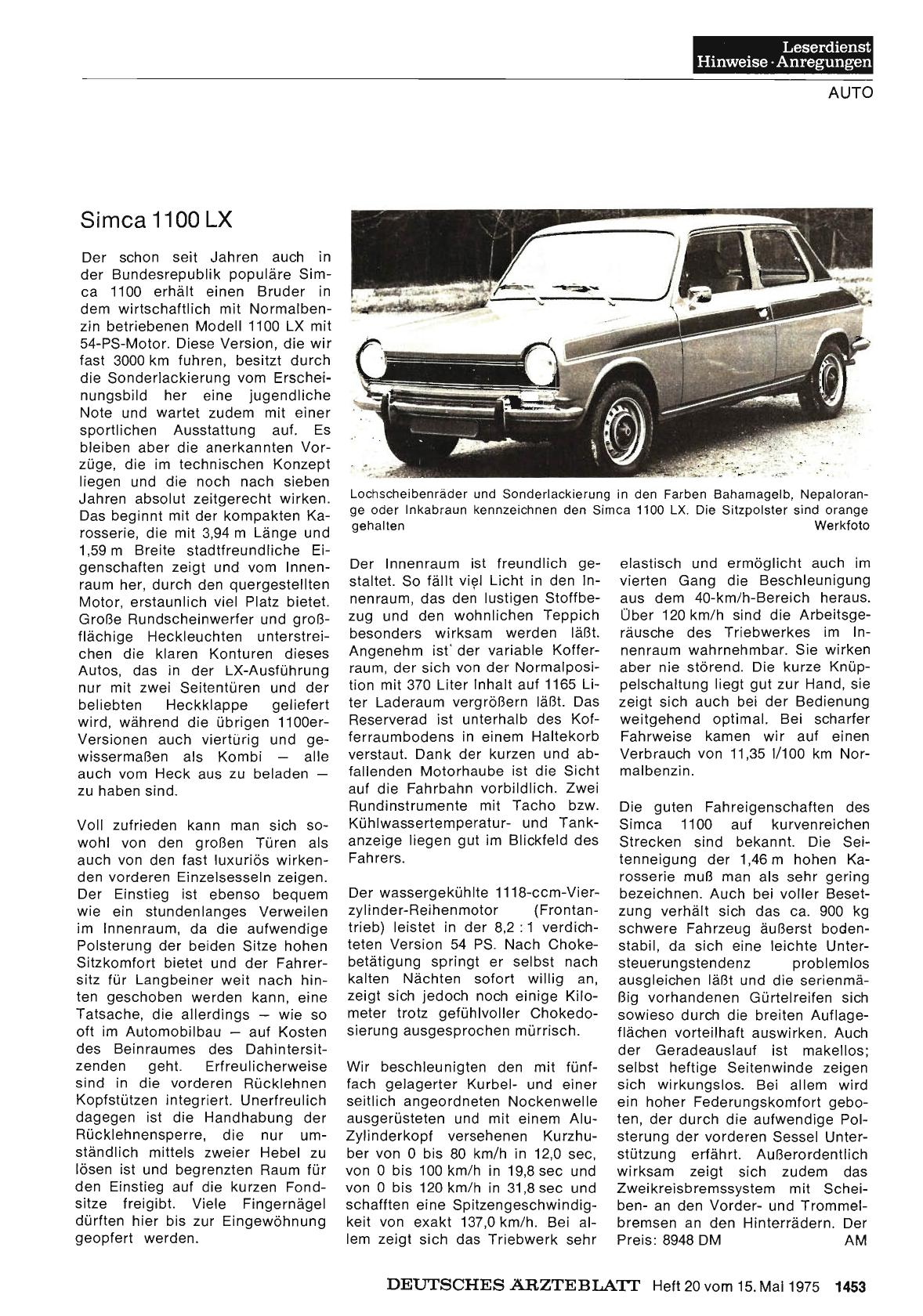 Vorschauseite 1: Simca 1100 LX