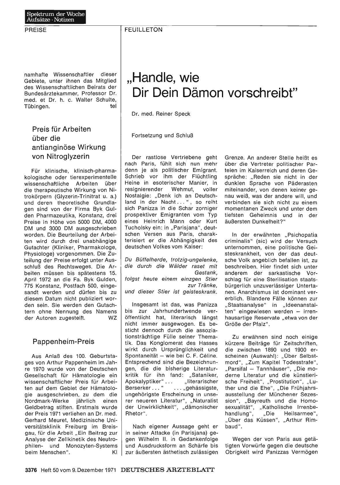 Vorschauseite 1: „Handle, wie Dir Dein Dämon vorschreibt" (Fortsetzung und Schluß)