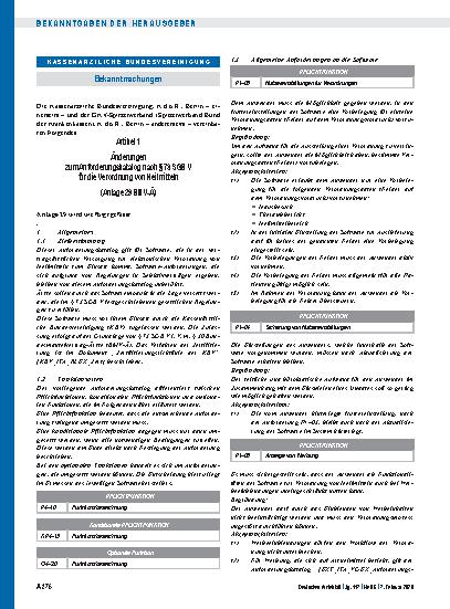 Vorschauseite 1: Änderungen zum Anforderungskatalog nach § 73 SGB V für die Verordnung von Heilmitteln (Anlage 29 BMV-Ä): Artikel 1, Artikel 2, Inkrafttreten