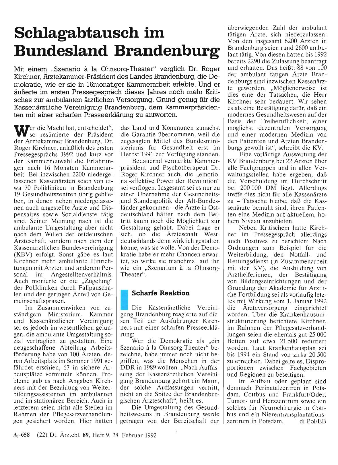 Vorschauseite 1: Schlagabtausch im Bundesland Brandenburg