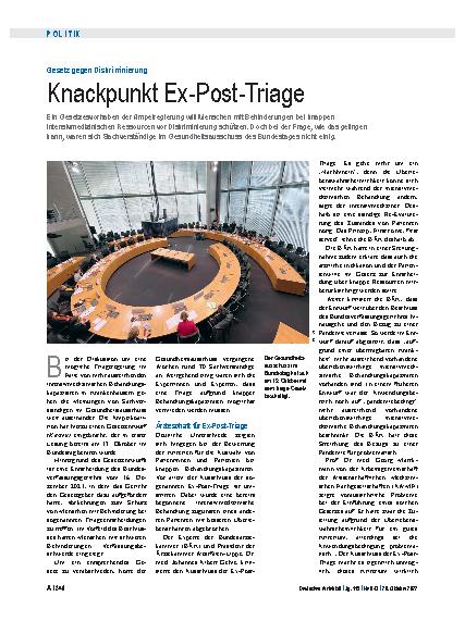 Vorschauseite 1: Gesetz gegen Diskriminierung: Knackpunkt Ex-Post-Triage