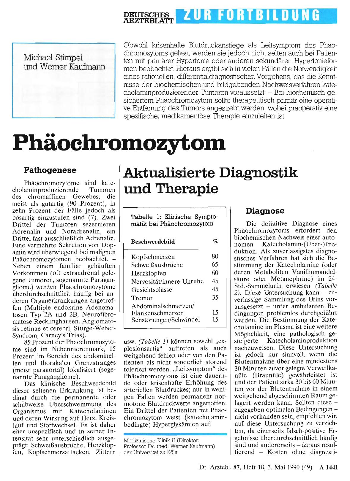 Vorschauseite 1: Phäochromozytom: Aktualisierte Diagnostik und Therapie