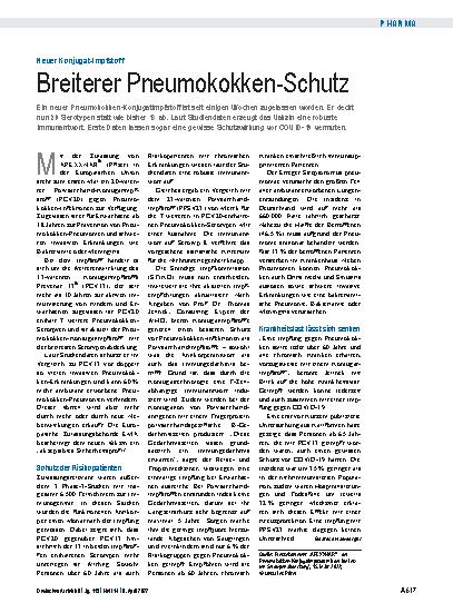 Vorschauseite 1: Neuer Konjugat-Impfstoff: Breiterer Pneumokokken-Schutz