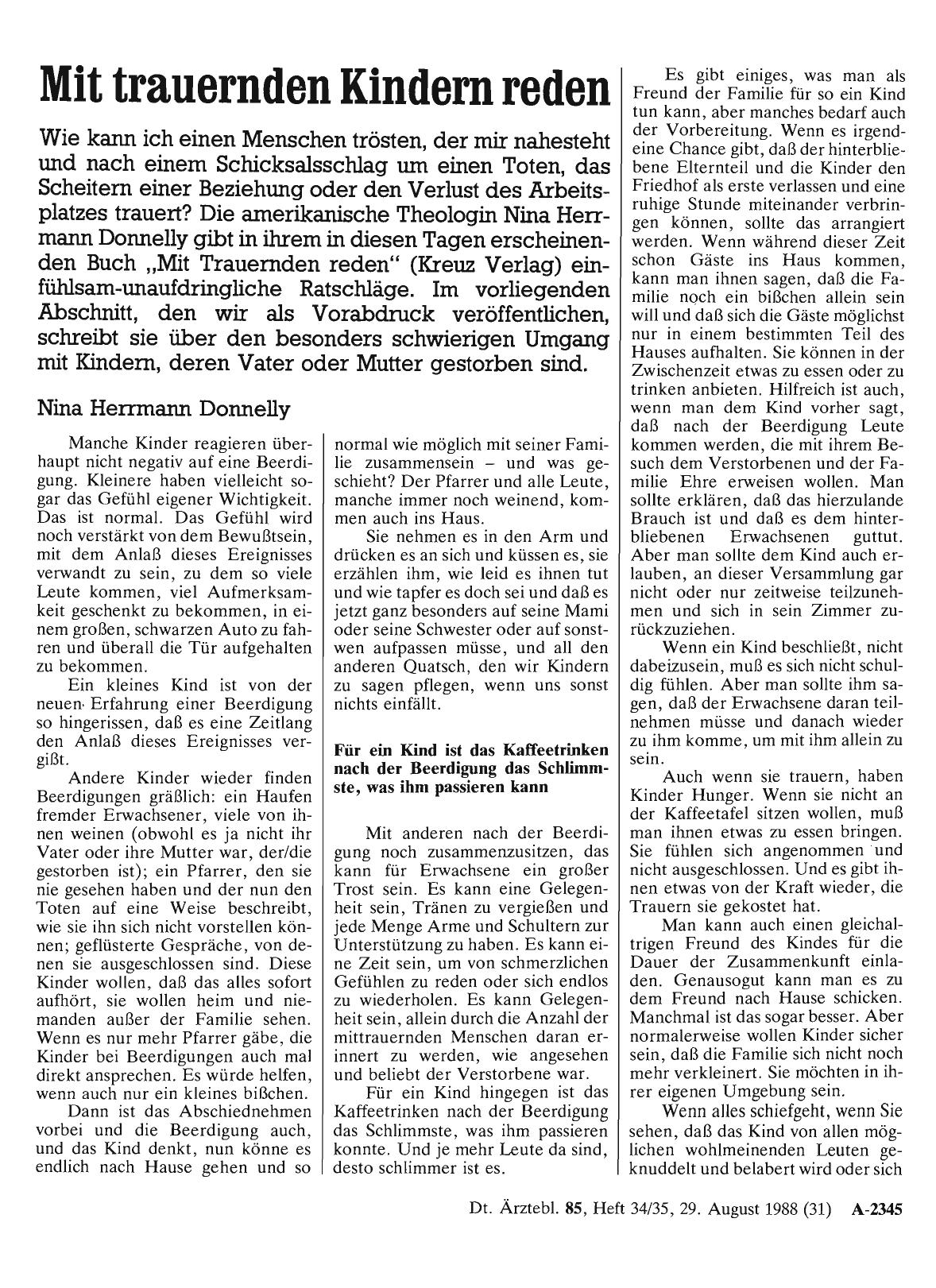 Vorschauseite 1: Mit trauernden Kindern reden