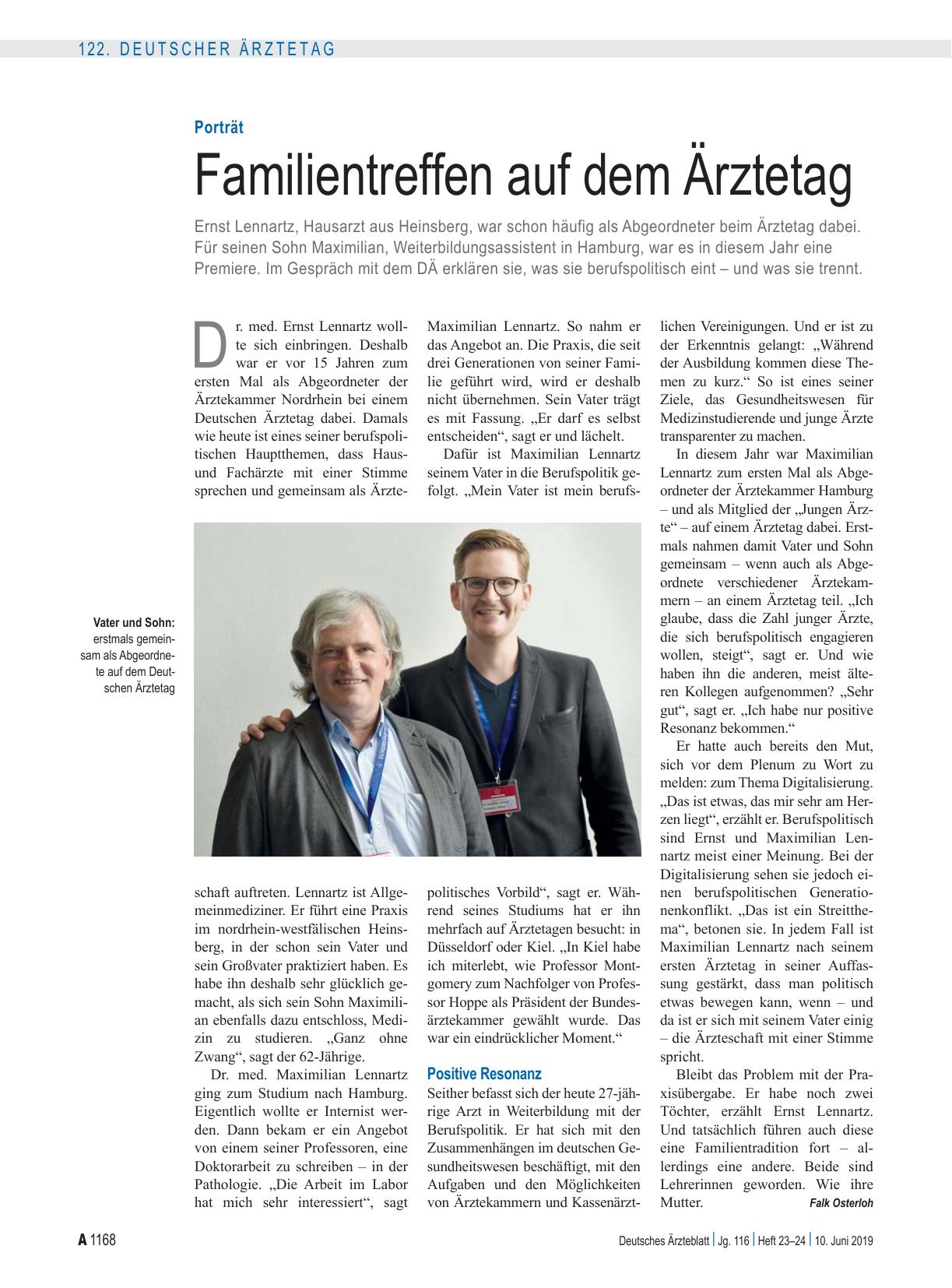 Vorschauseite 1: Porträt: Familientreffen auf dem Ärztetag
