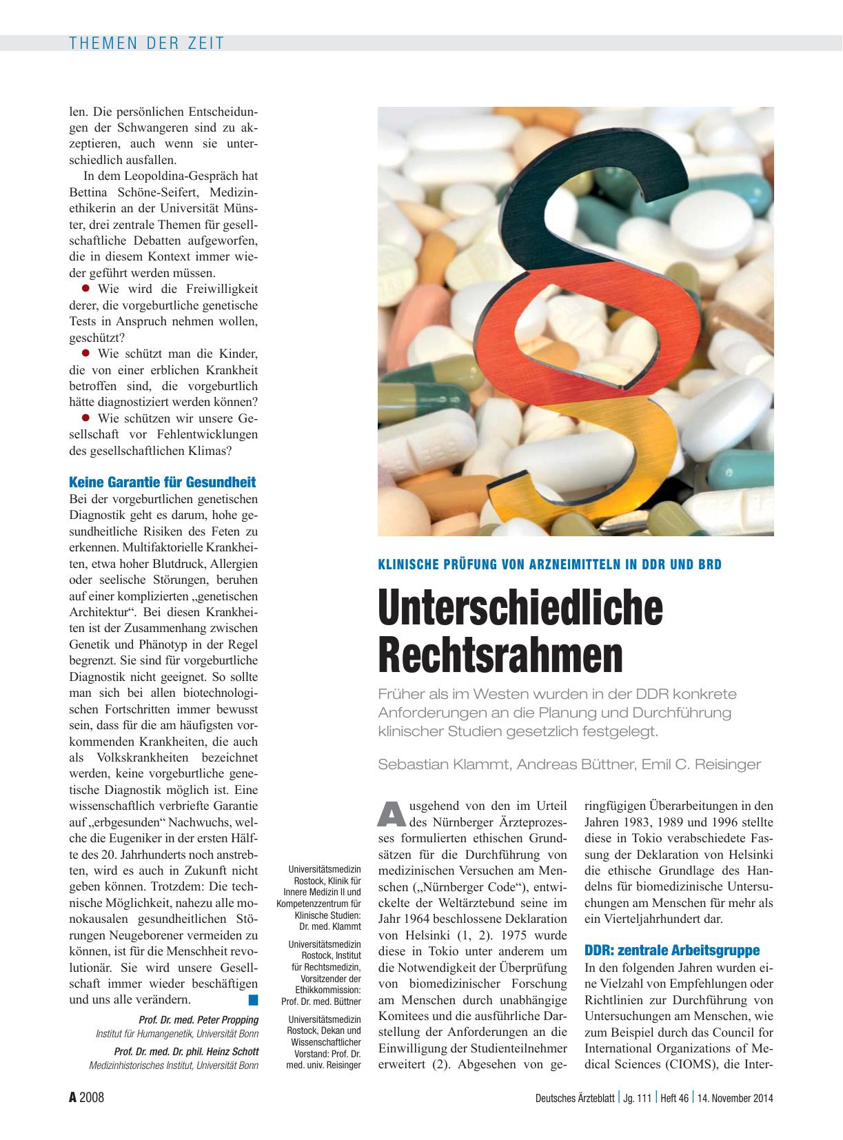 Vorschauseite 1: Klinische Prüfung von Arzneimitteln in DDR und BRD: Unterschiedliche Rechtsrahmen