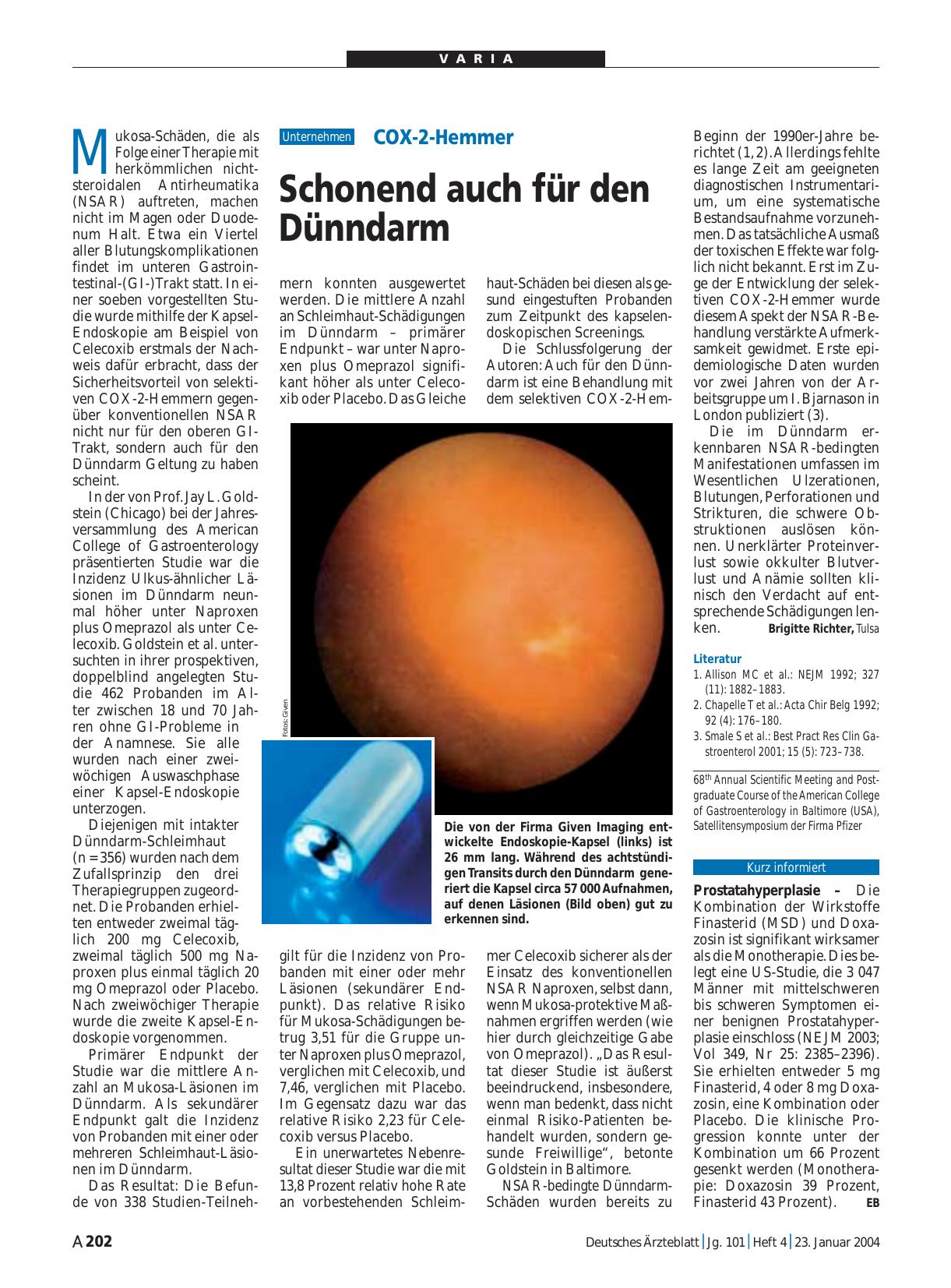 Vorschauseite 1: COX-2-Hemmer: Schonend auch für den Dünndarm