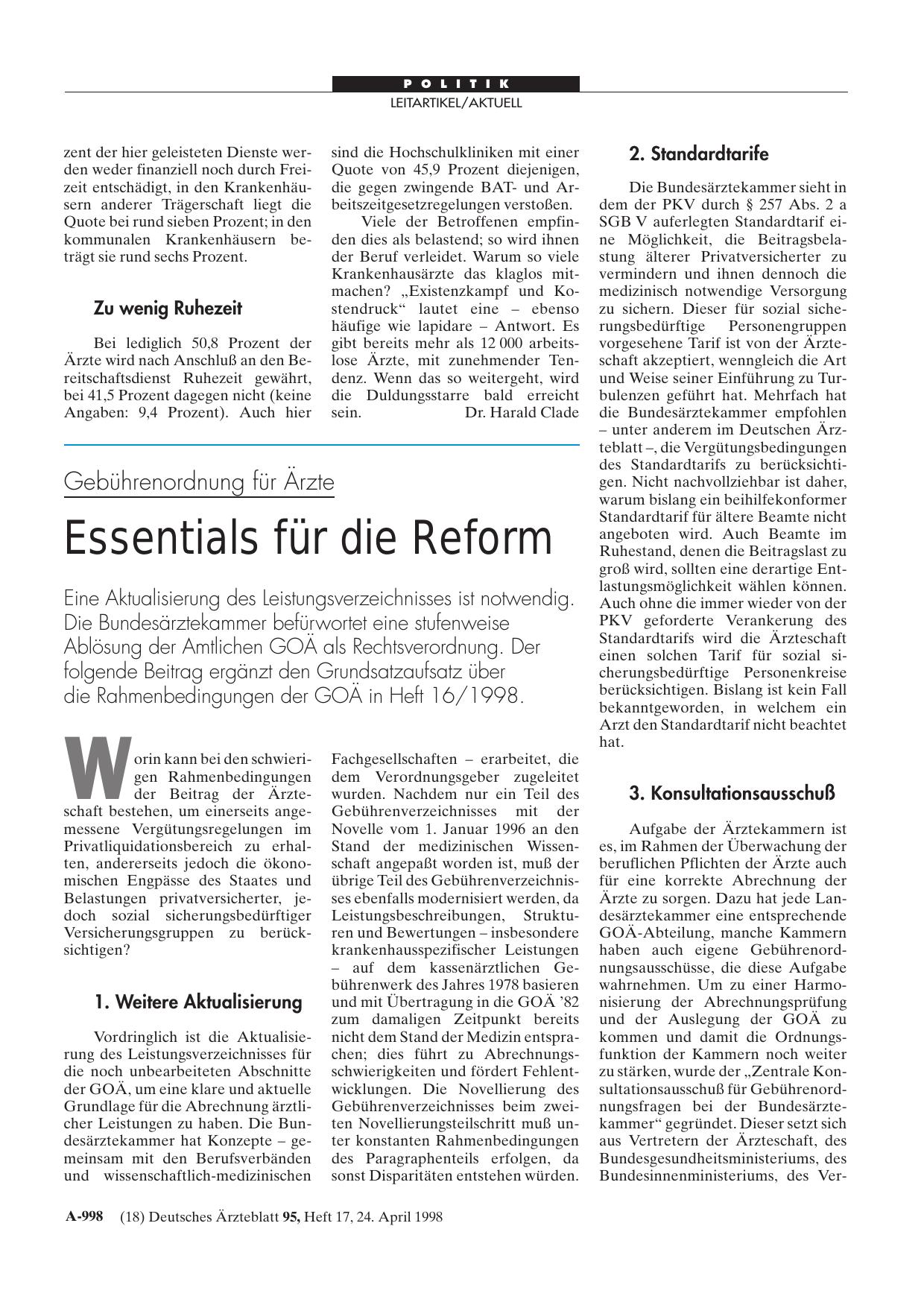 Vorschauseite 1: Gebührenordnung für Ärzte: Essentials für die Reform