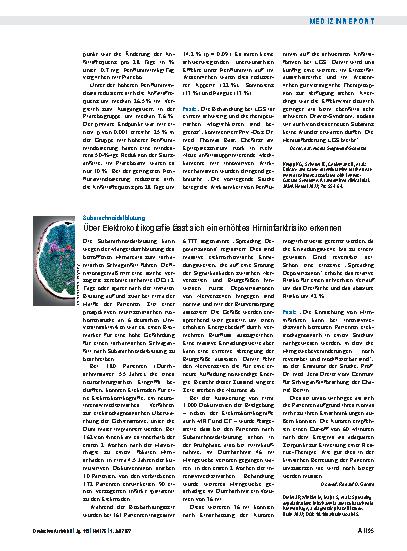 Vorschauseite 1: Subarachnoidalblutung: Über Elektrokortikografie lässt sich ein erhöhtes Hirninfarktrisiko erkennen