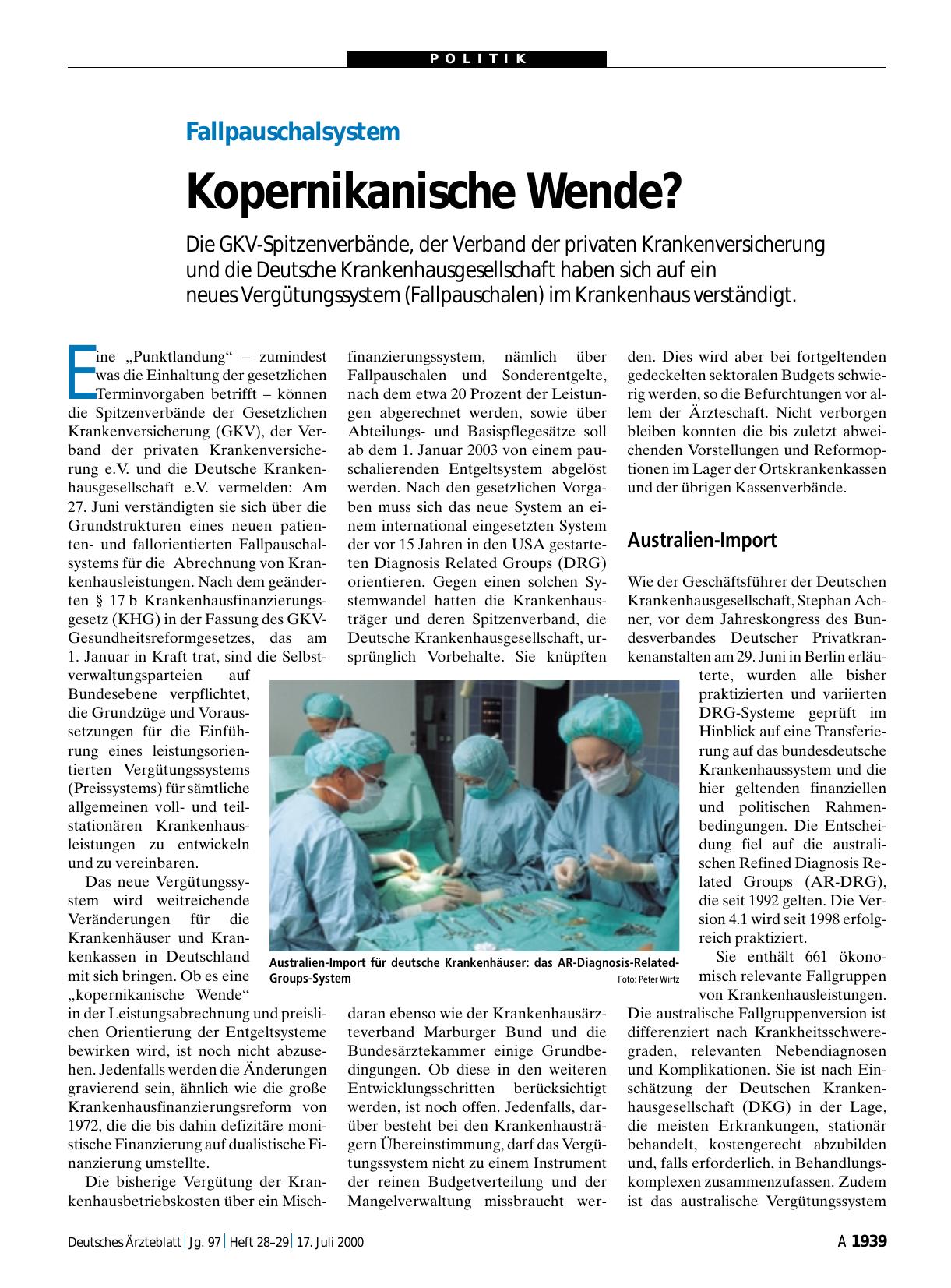 Vorschauseite 1: Fallpauschalsystem: Kopernikanische Wende?