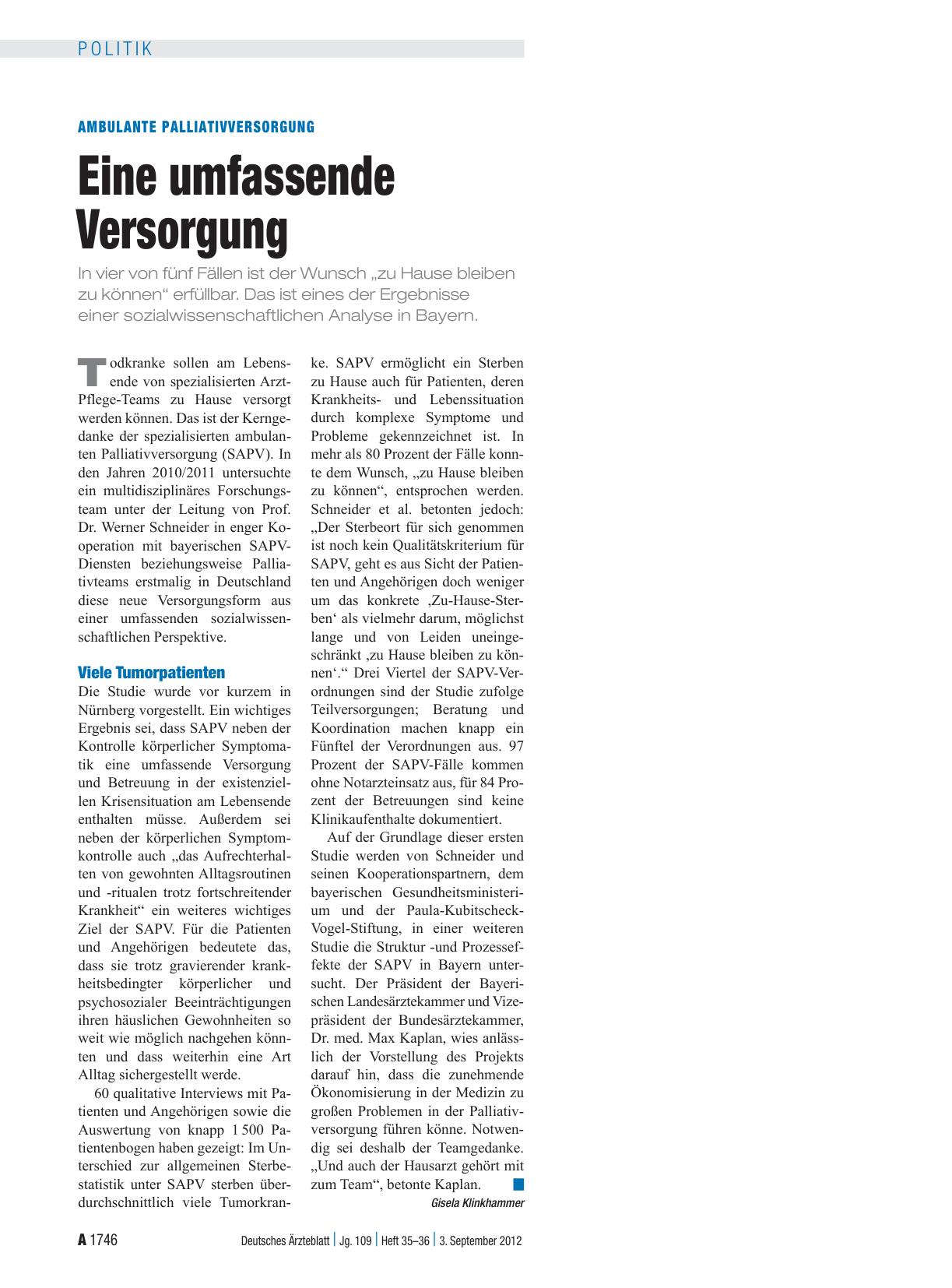 Vorschauseite 1: Ambulante Palliativversorgung: Eine umfassende Versorgung