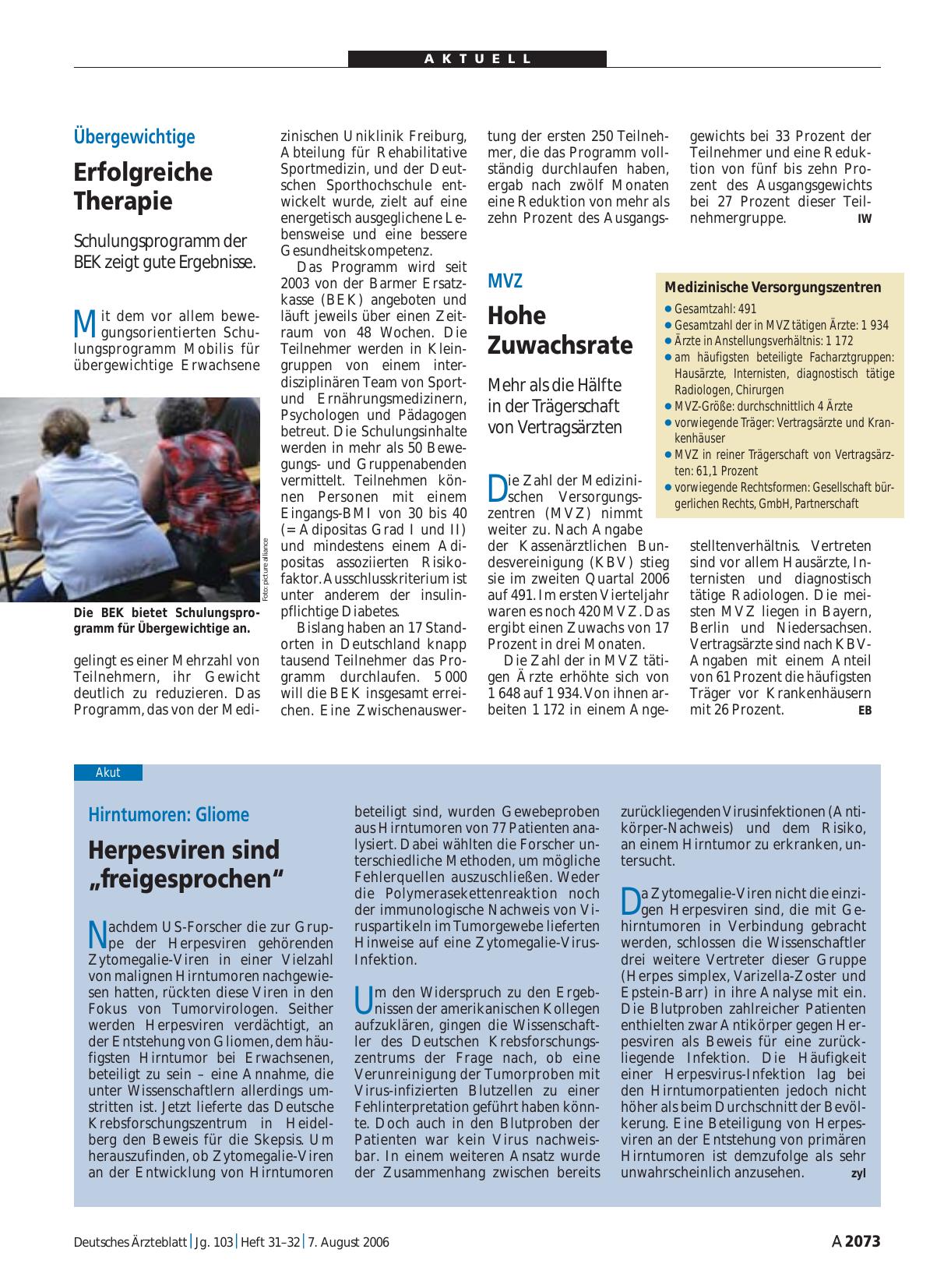 Vorschauseite 1: Hirntumoren: Gliome – Herpesviren sind „freigesprochen“