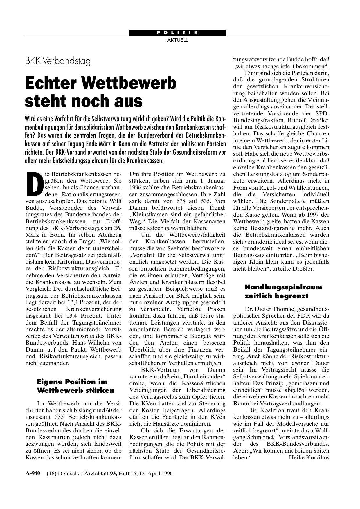 Vorschauseite 1: BKK-Verbandstag: Echter Wettbewerb steht noch aus