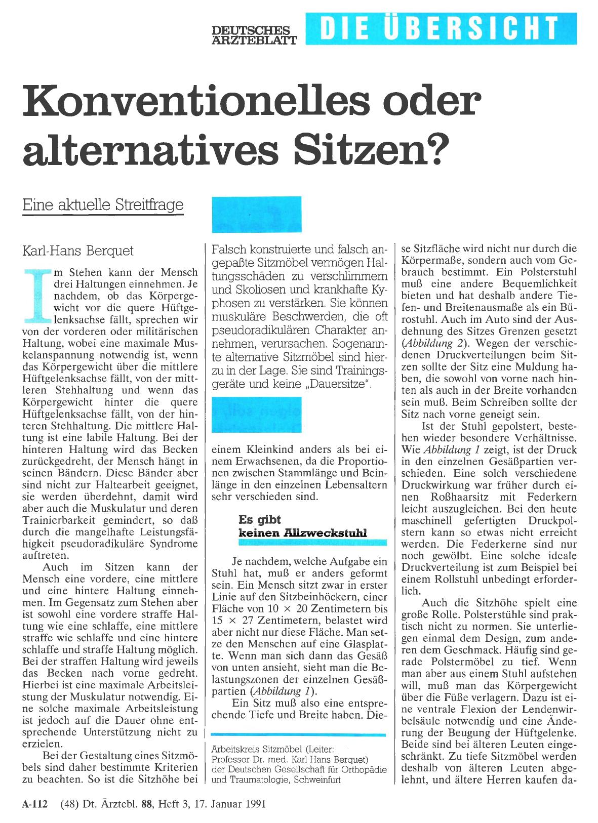 Vorschauseite 1: Konventionelles oder alternatives Sitzen? Eine aktuelle Streitfrage