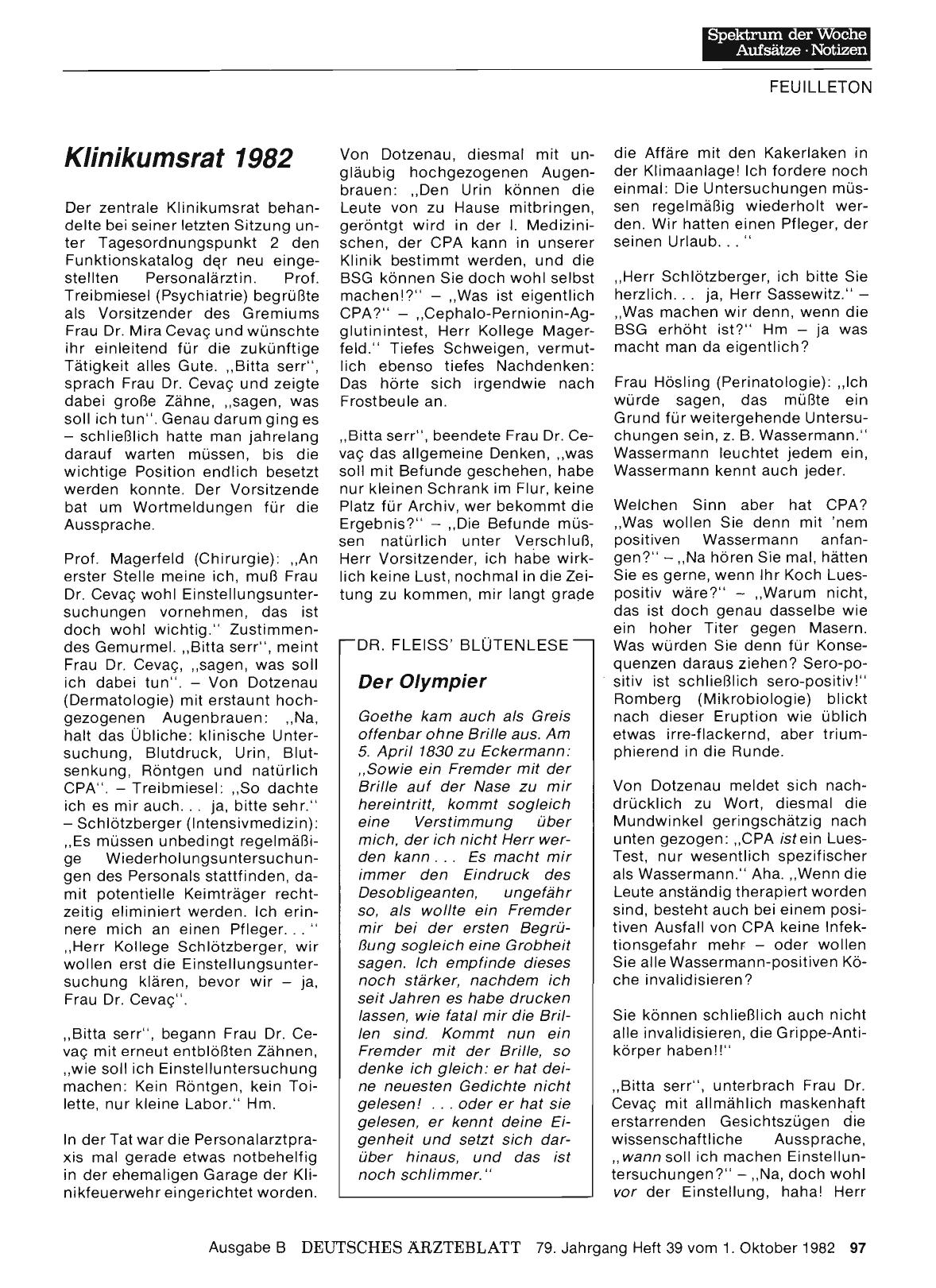 Vorschauseite 1: DR. FLEISS' BLÜTENLESE: Der Olympier