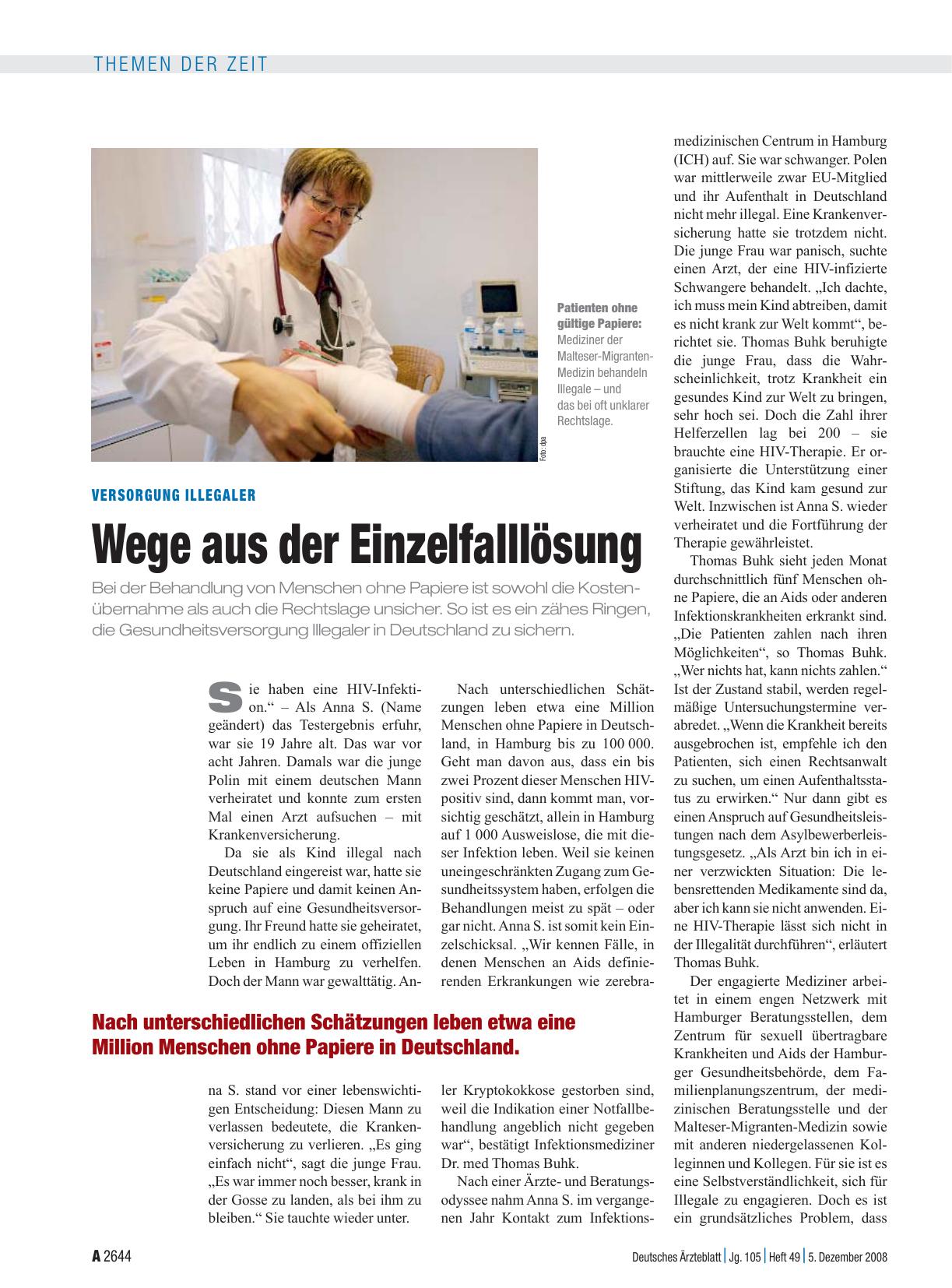 Vorschauseite 1: Versorgung Illegaler: Wege aus der Einzelfalllösung
