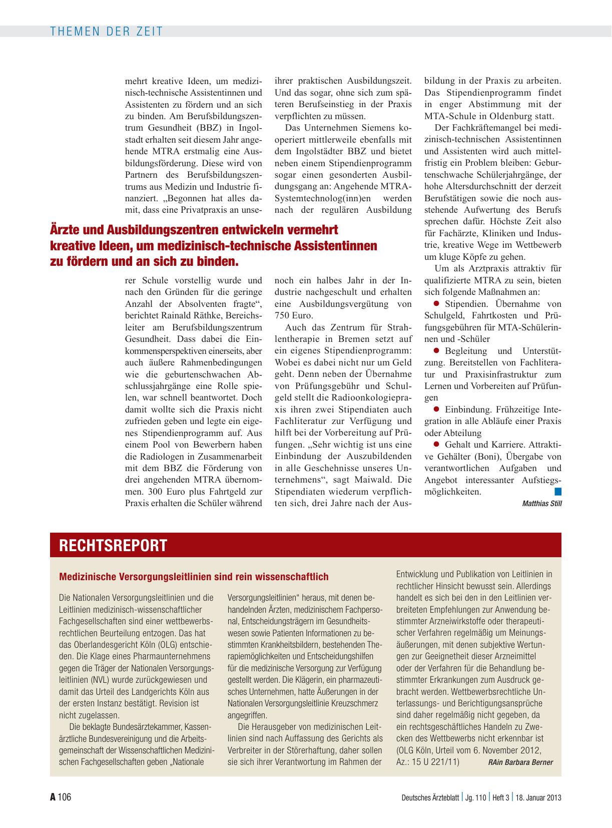 Vorschauseite 1: Medizinische Versorgungsleitlinien sind rein wissenschaftlich