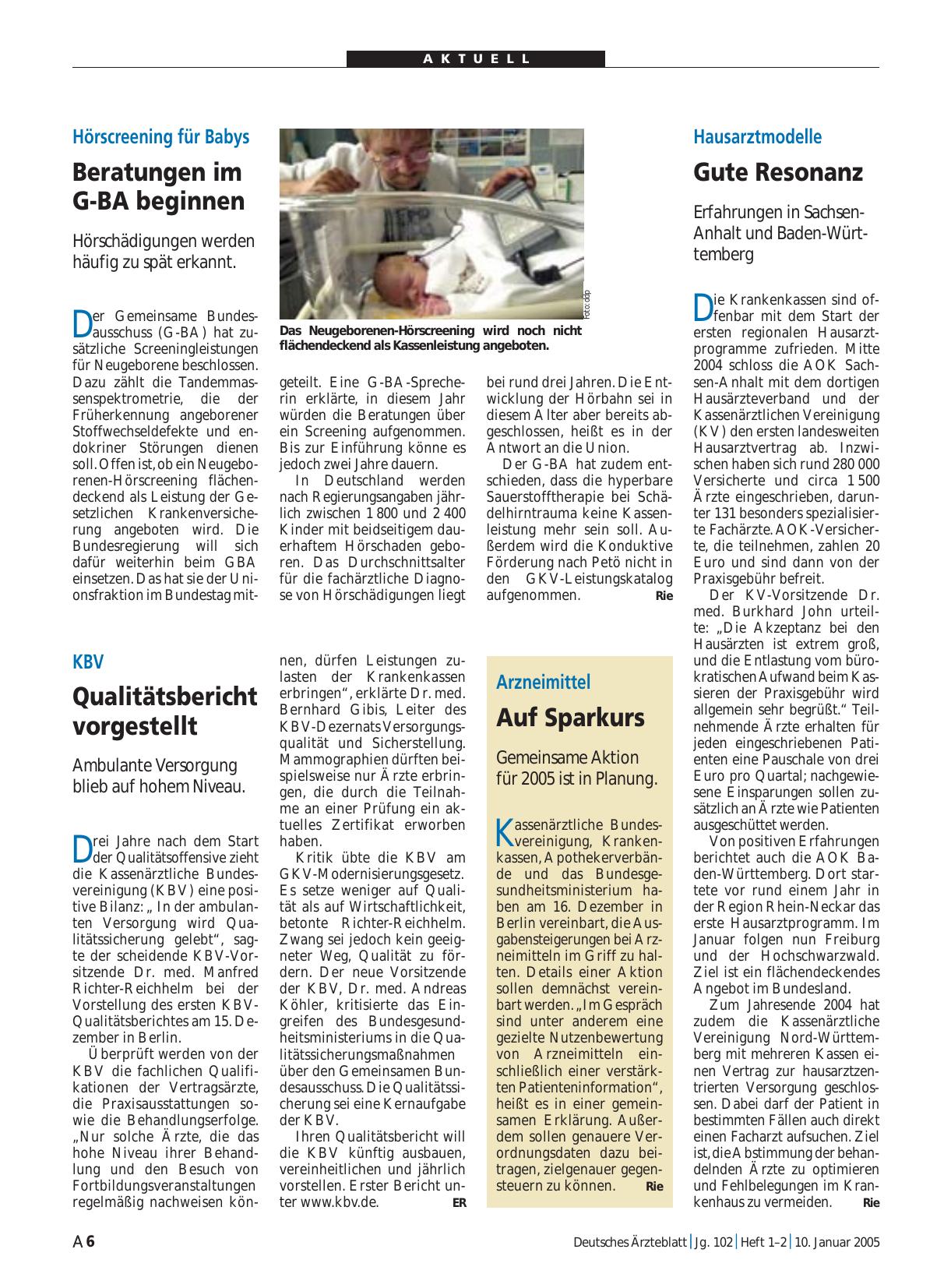 Vorschauseite 1: KBV: Qualitätsbericht vorgestellt