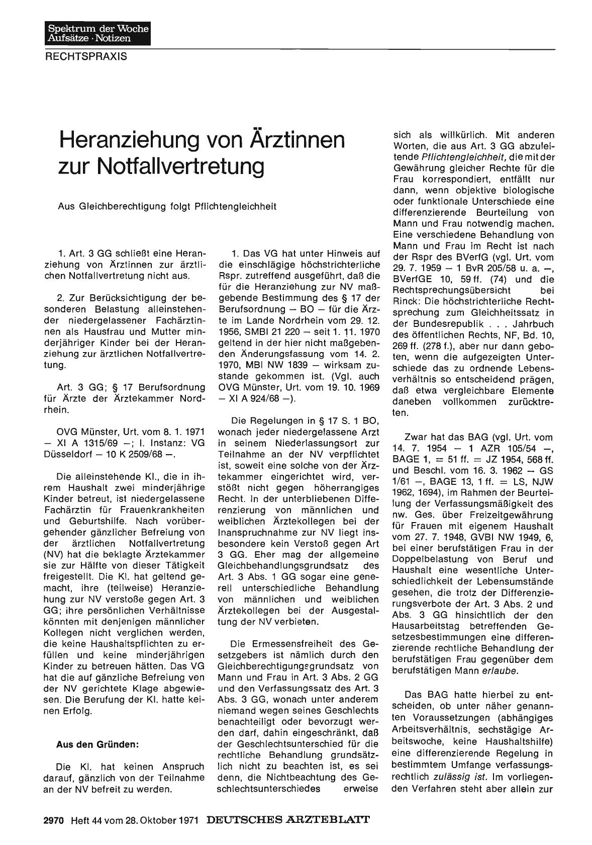 Vorschauseite 1: Heranziehung von Ärztinnen zur Notfallvertretung