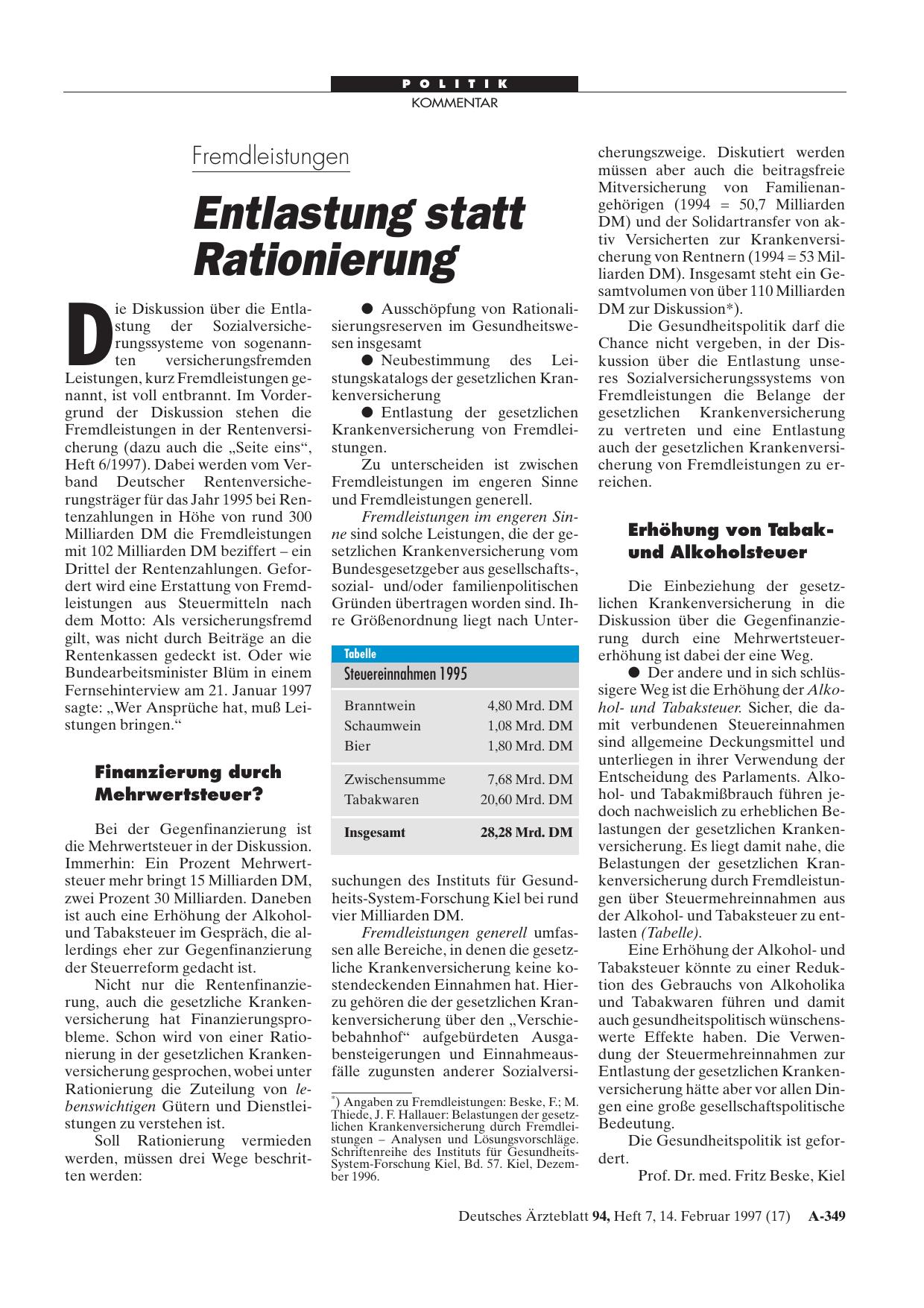 Vorschauseite 1: Fremdleistungen: Entlastung statt Rationierung